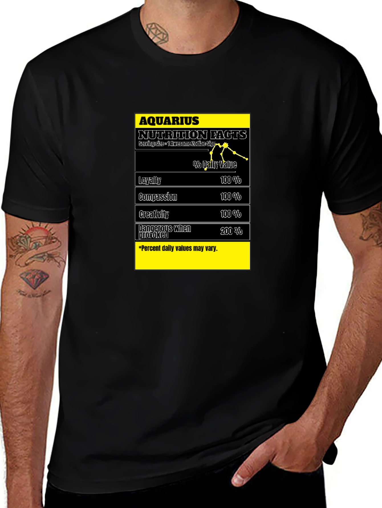 Aquarius Nutrition Facts Black T-Shirt