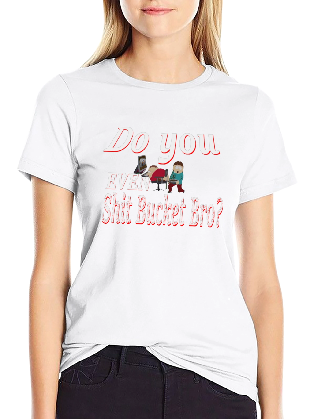 Humorous Shit Bucket Bro Graphic Tee