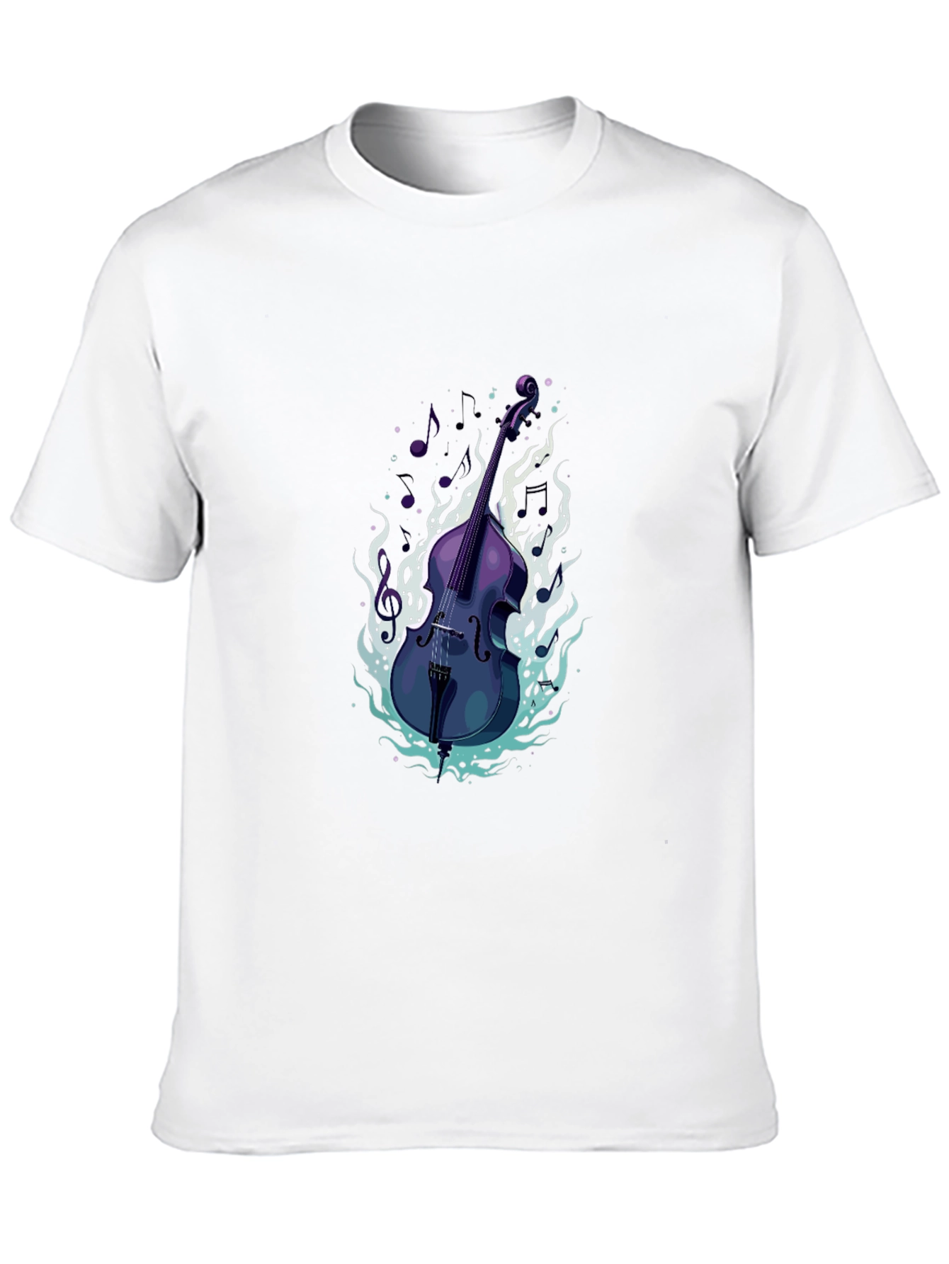 Bass Guitar Tee - Cool Musical Flames Design