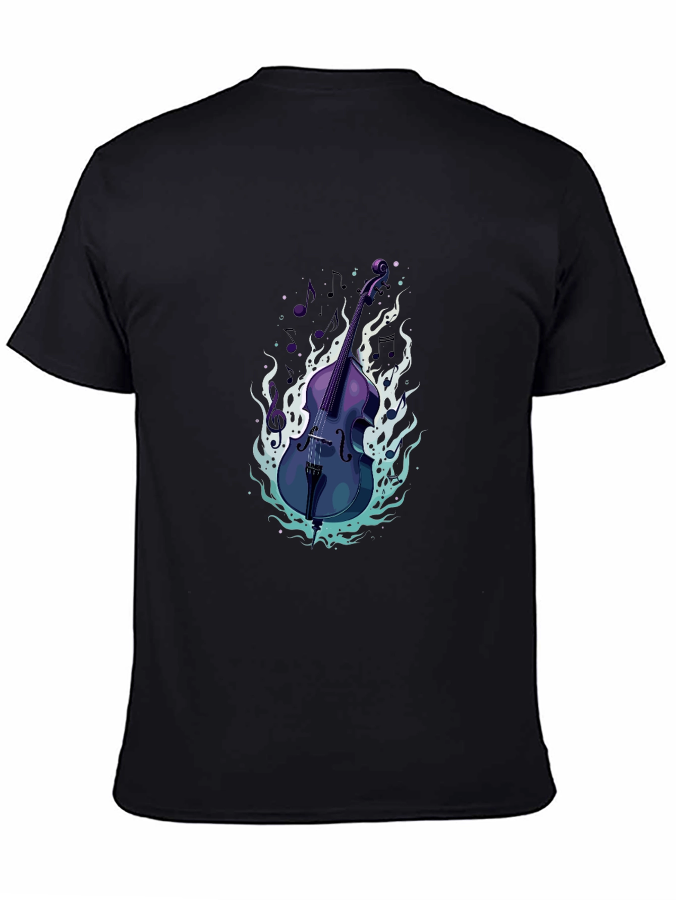 Bass Guitar Tee - Cool Musical Flames Design