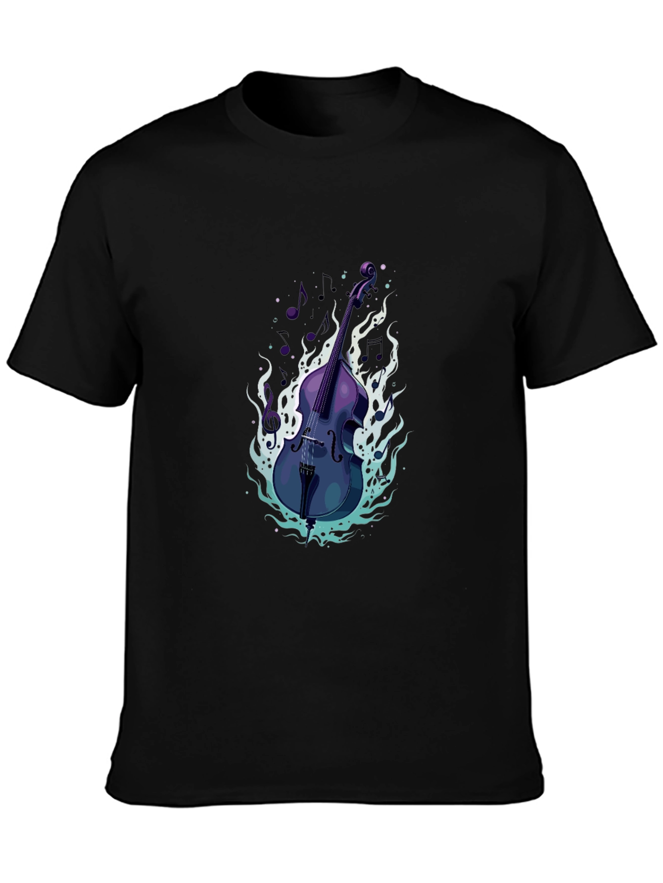 Bass Guitar Tee - Cool Musical Flames Design