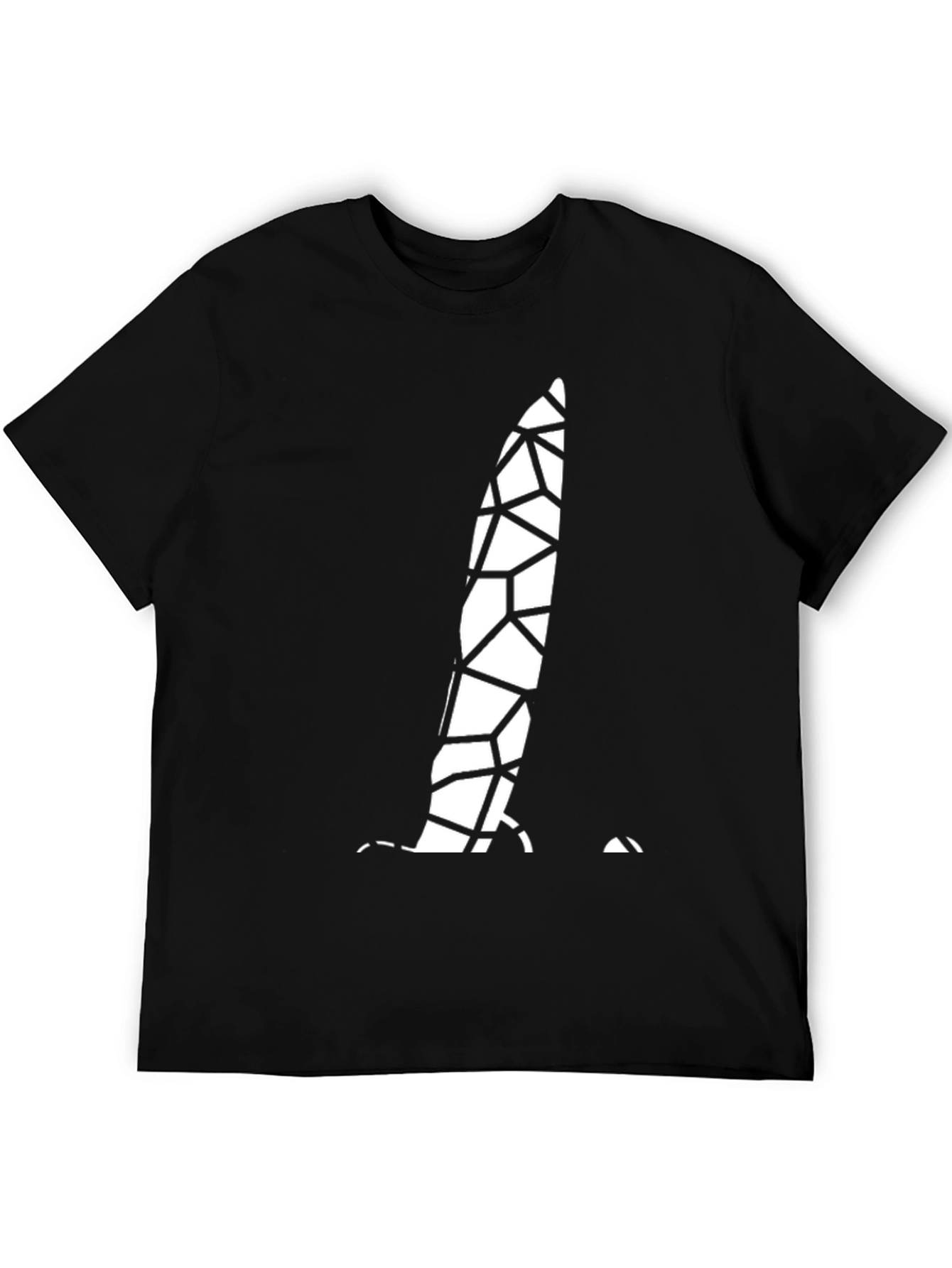 Geometric Cracked Design Black T-Shirt
