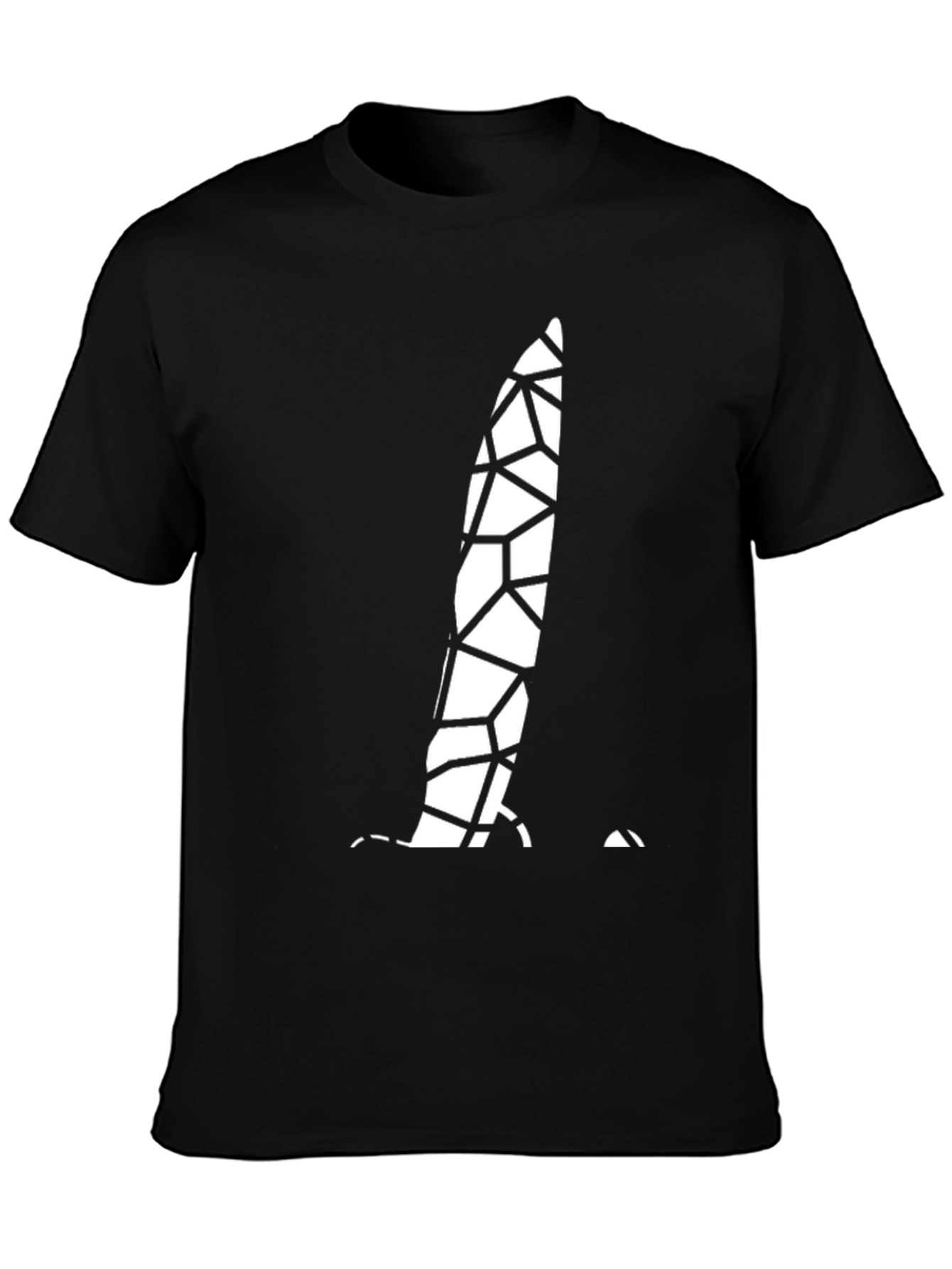 Geometric Cracked Design Black T-Shirt