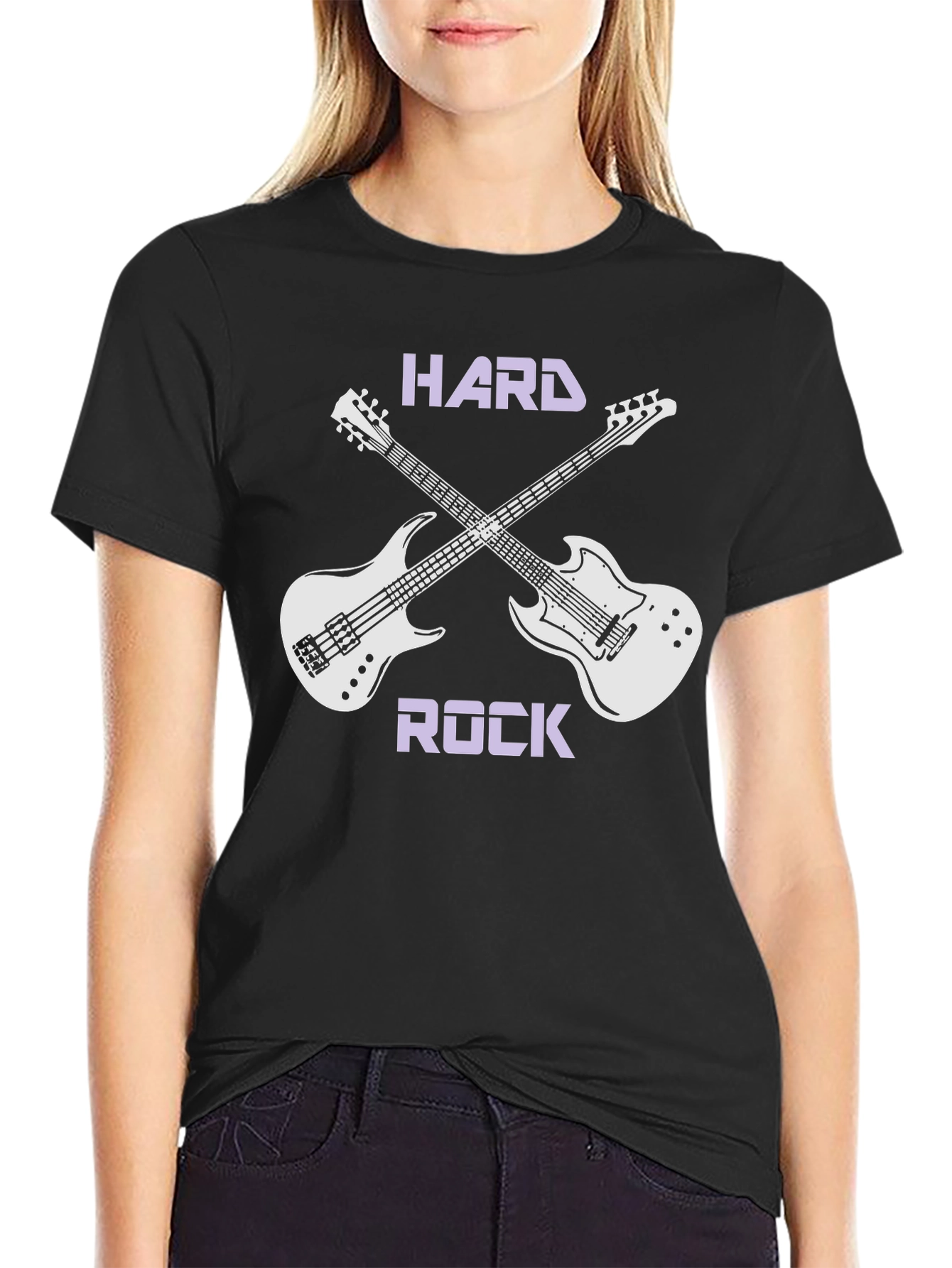 Hard Rock T-Shirt with Guitar Graphic