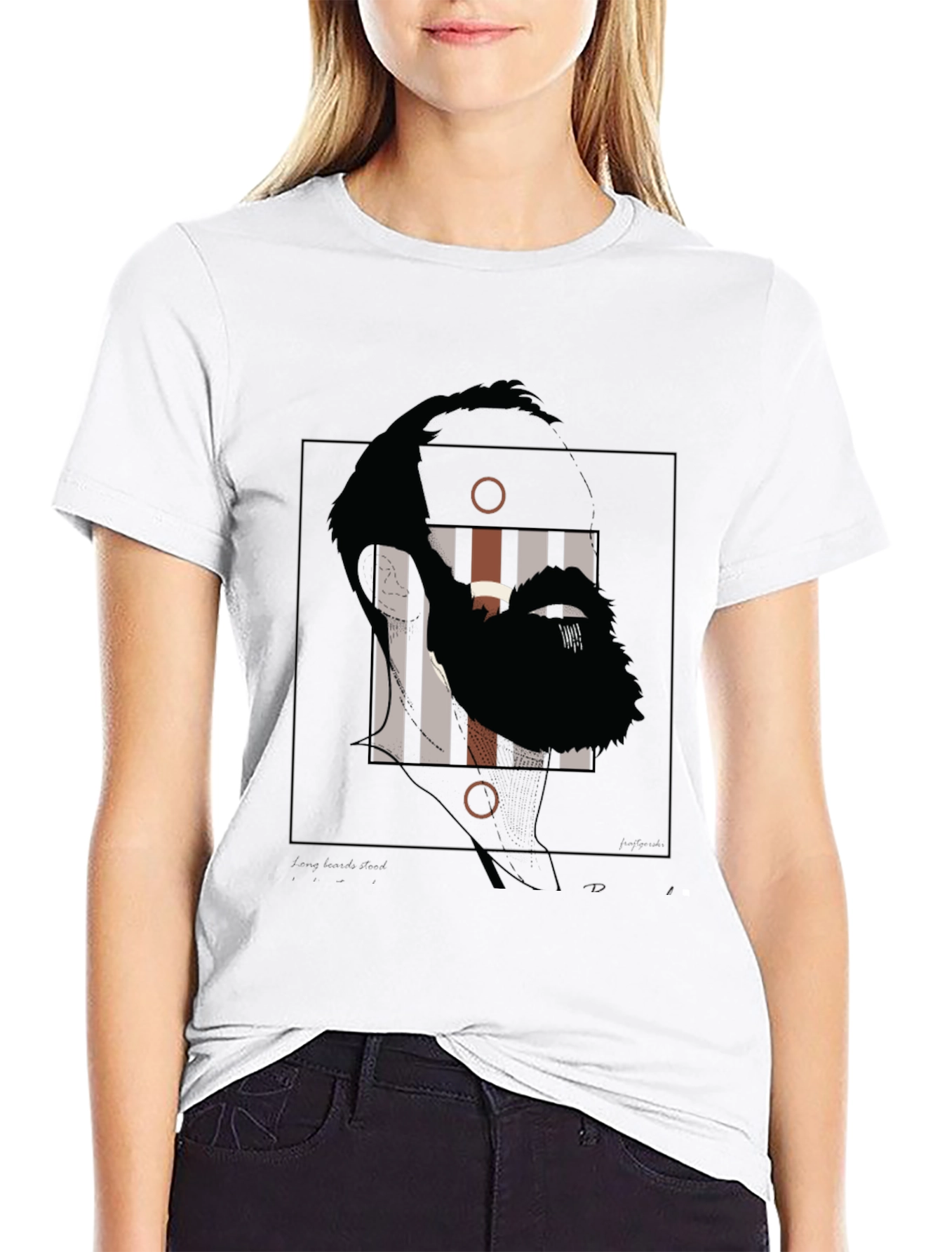 Abstract Face Graphic Print Black T-Shirt