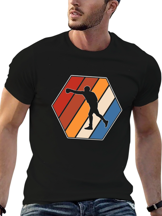 Retro Boxer T-Shirt - Black Cotton Tee