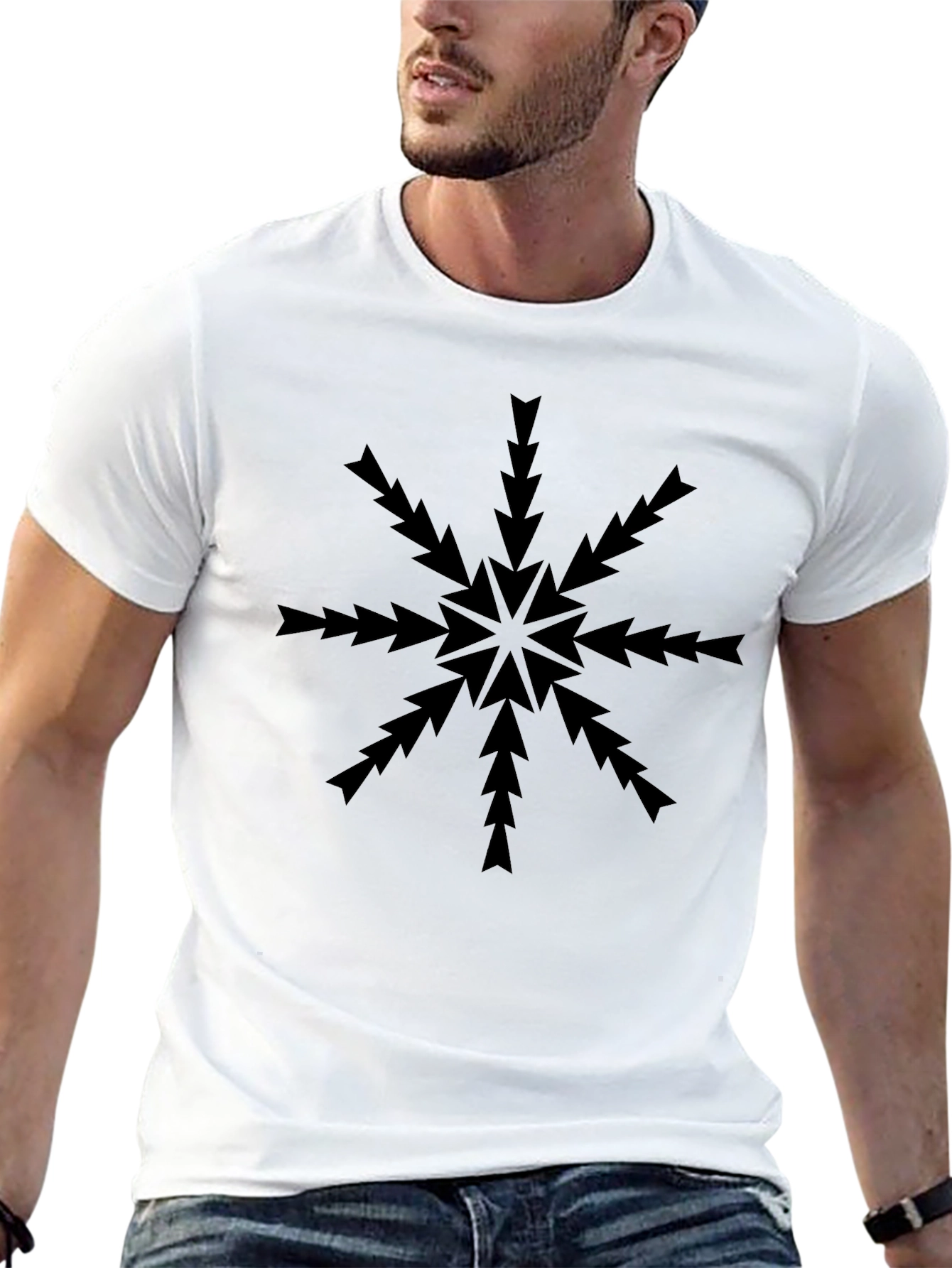 Arrow Snowflake Graphic Tee - Black Cotton