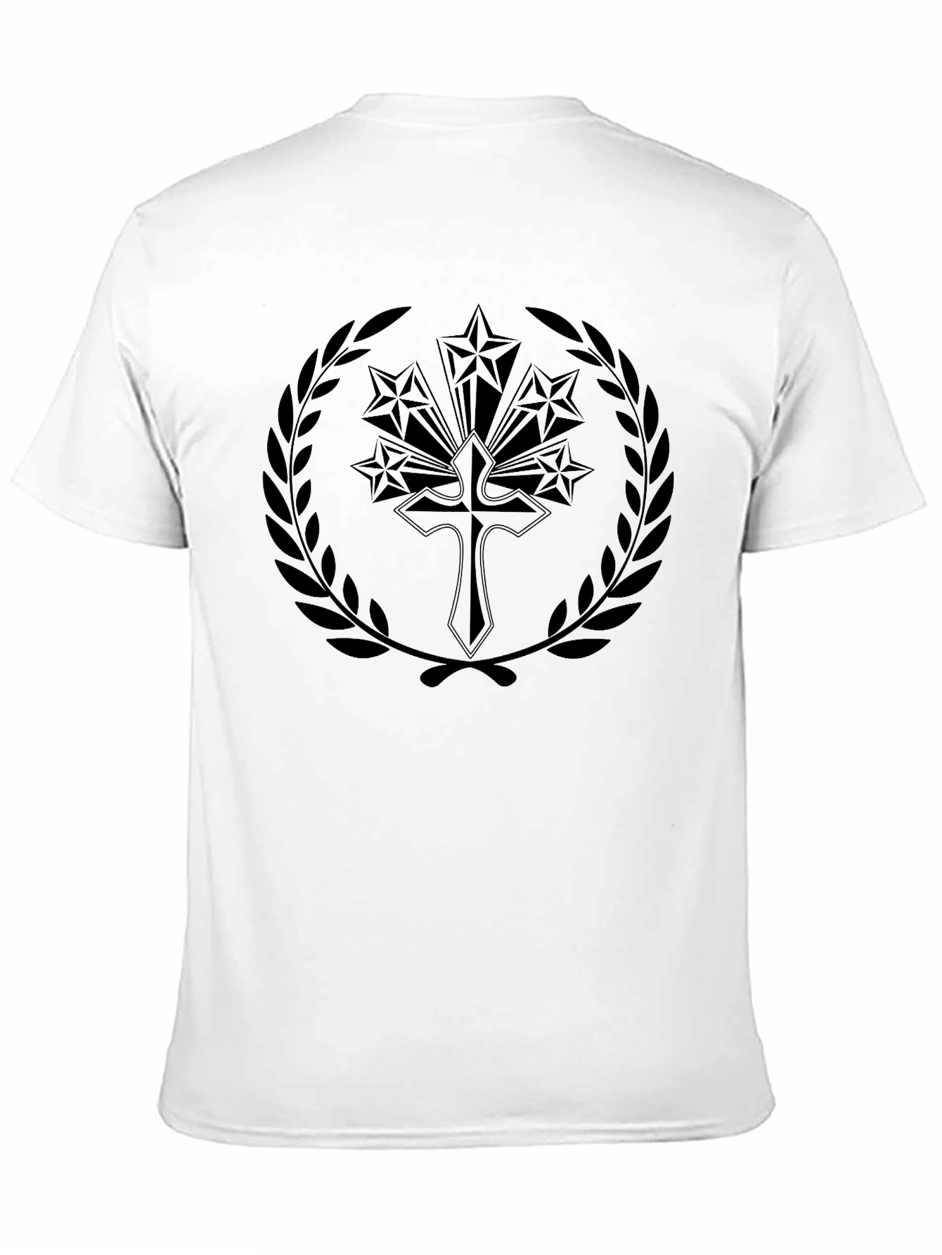 Cross & Stars Graphic Tee - Black Cotton T-Shirt