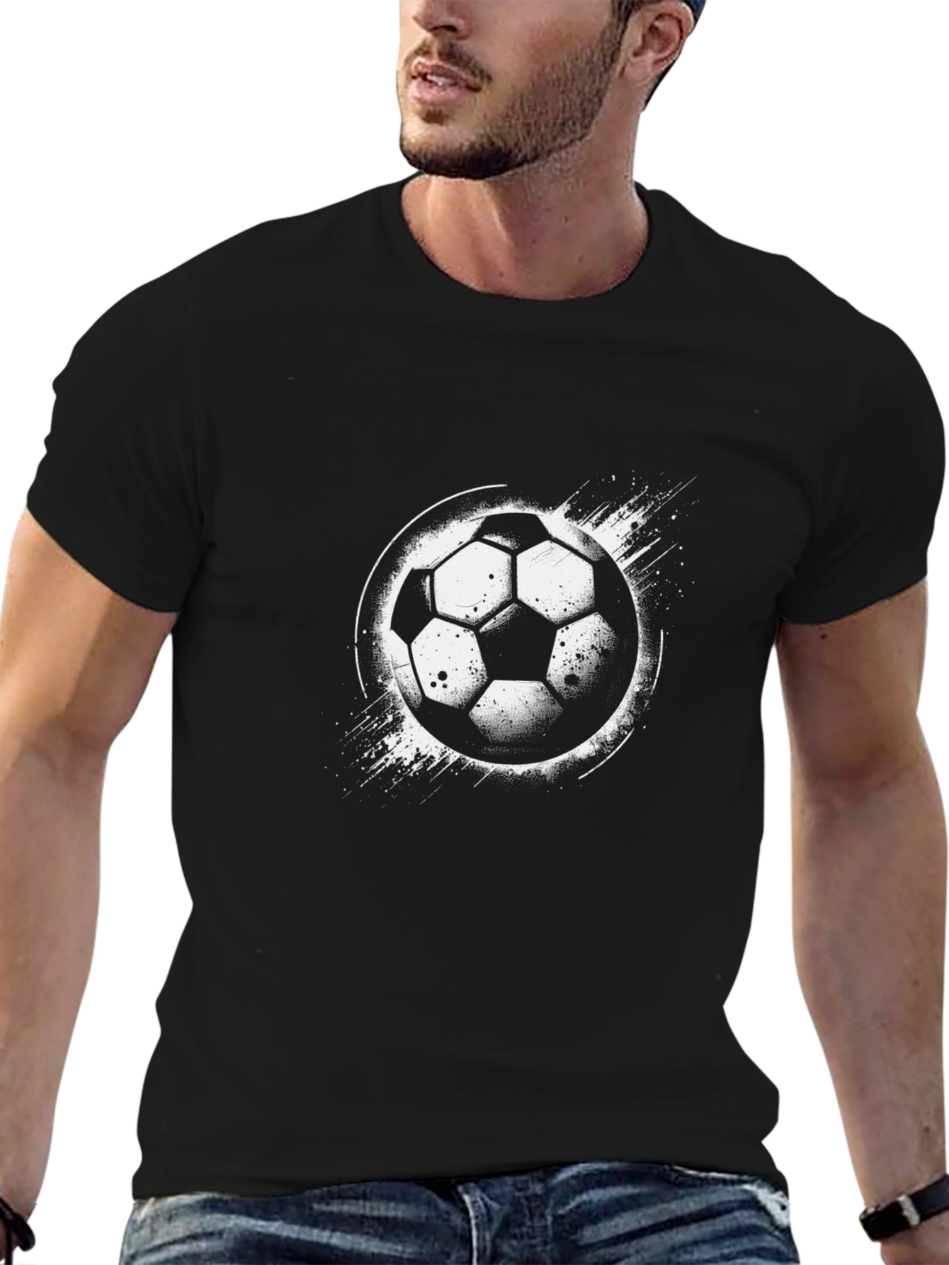 Soccer Ball Graphic Black T-Shirt