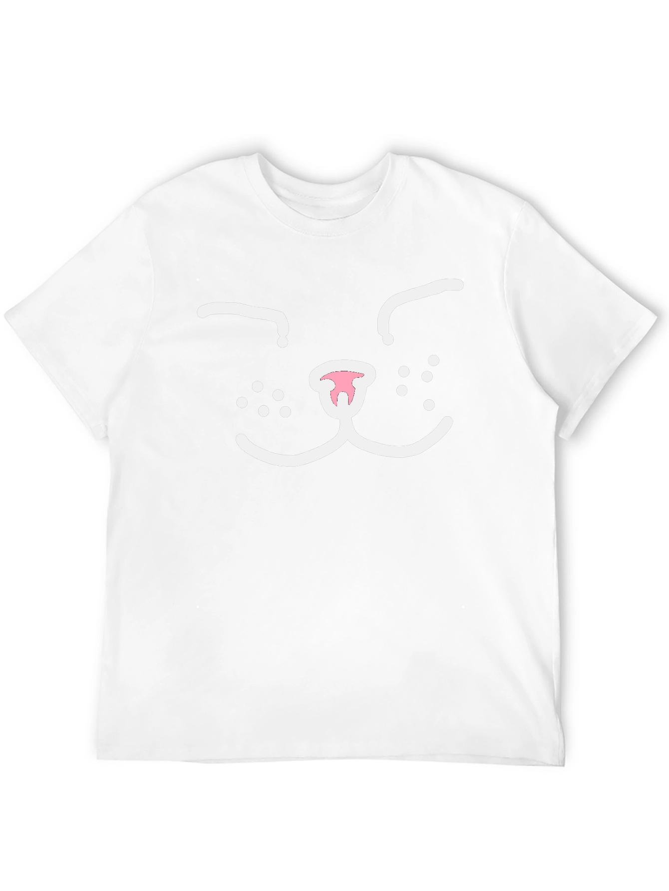 Cute Cat Face Graphic Tee - Black Cotton T-Shirt