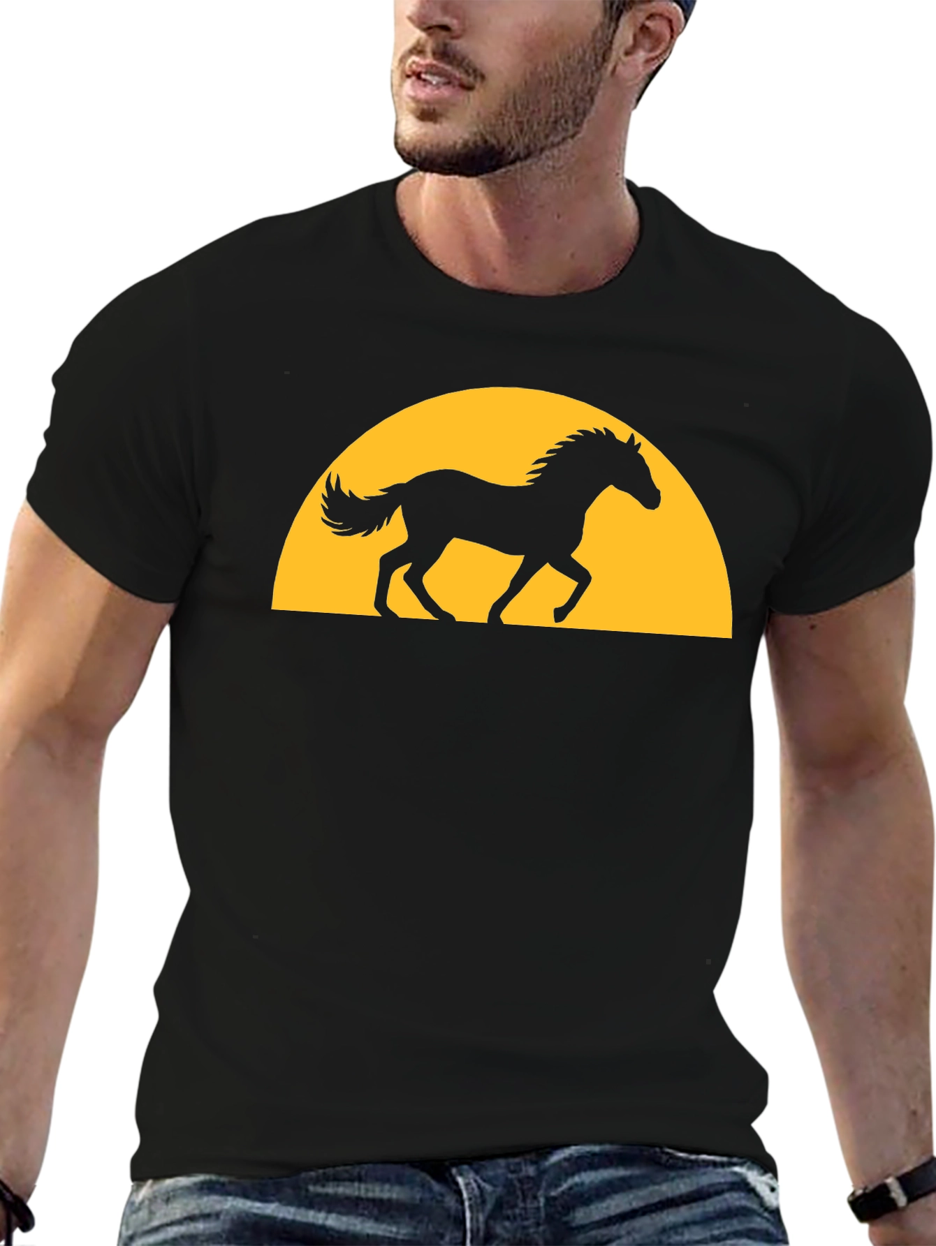 Black Horse Sunset Graphic Tee