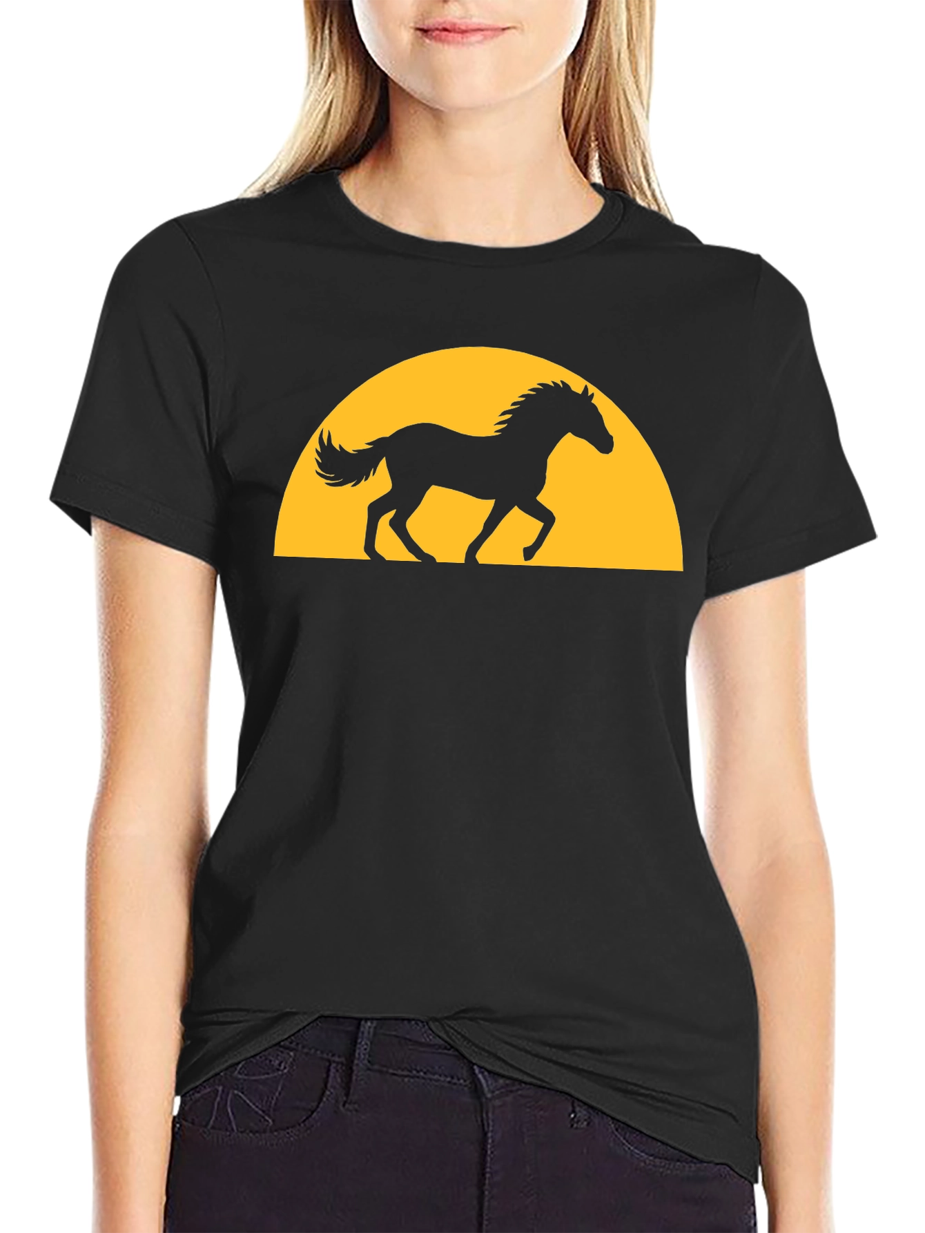 Black Horse Sunset Graphic Tee