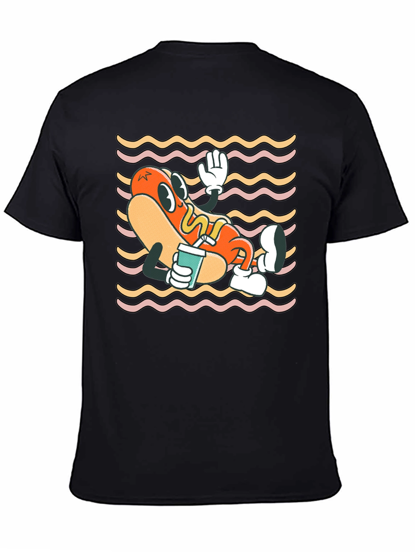Cartoon Hotdog Graphic T-Shirt