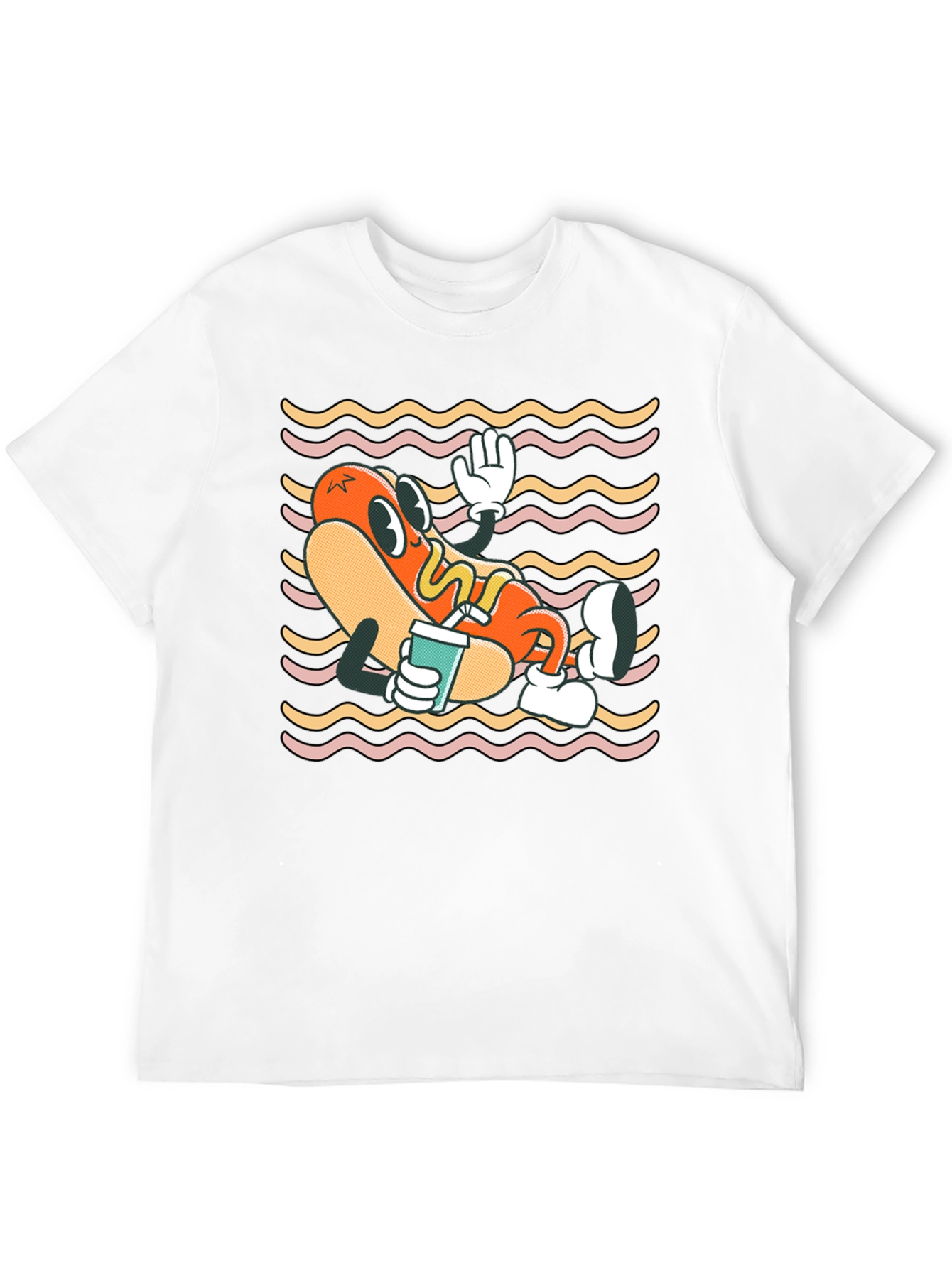 Cartoon Hotdog Graphic T-Shirt