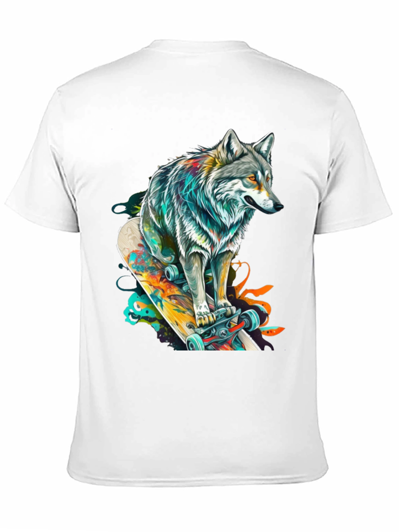 Wolf Skateboard Graphic Tee - Cool Animal Design