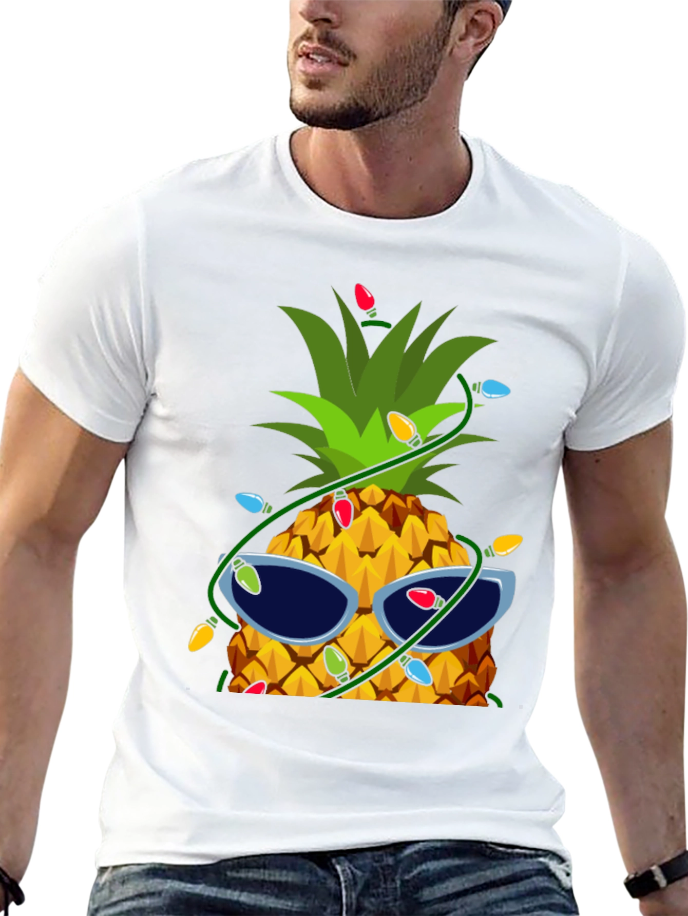 Festive Pineapple T-Shirt with Sunglasses & Lights