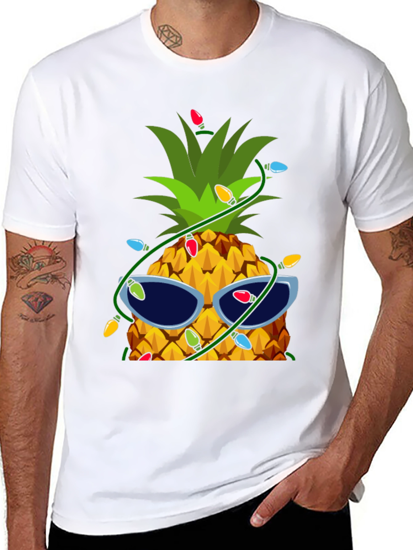Festive Pineapple T-Shirt with Sunglasses & Lights