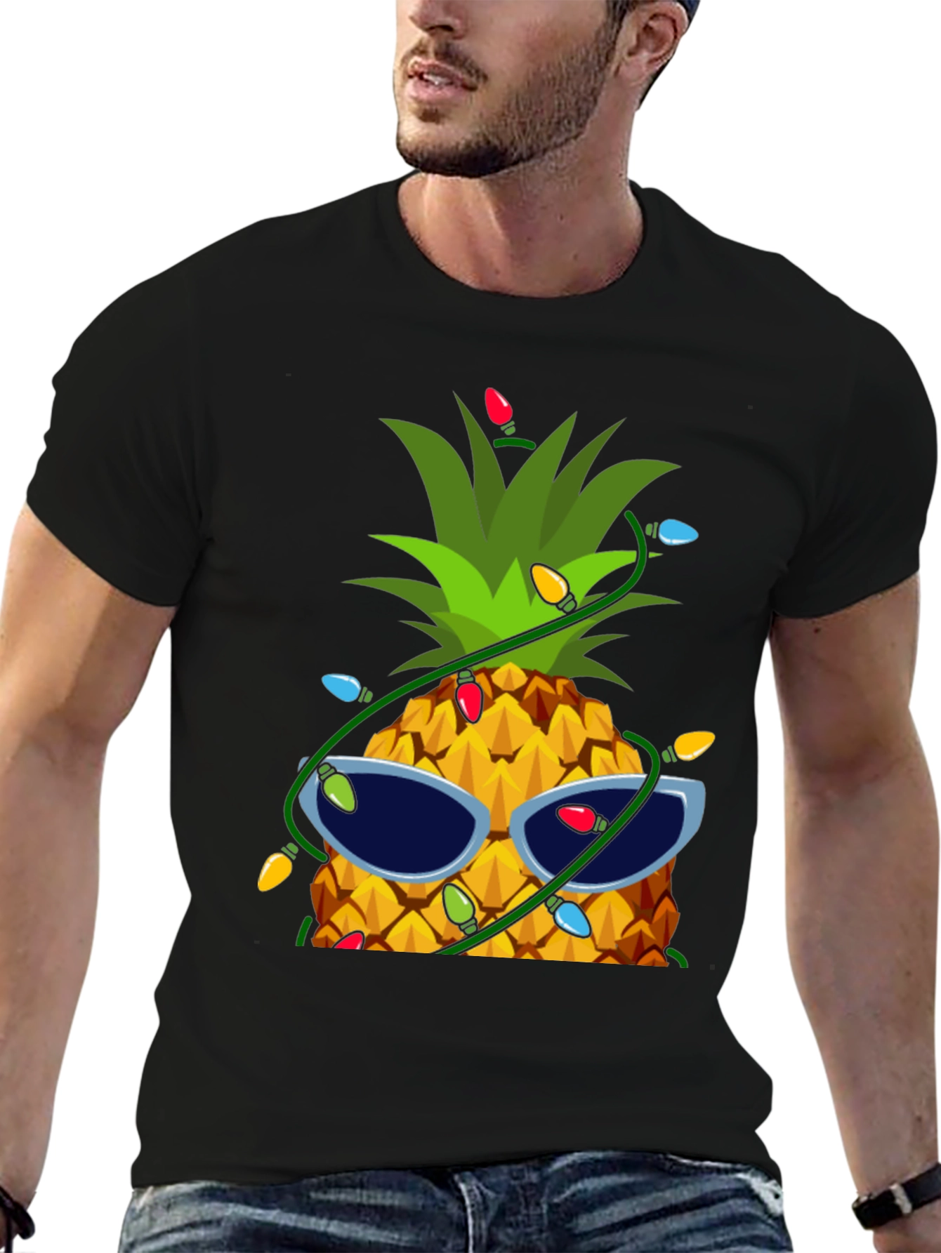 Festive Pineapple T-Shirt with Sunglasses & Lights