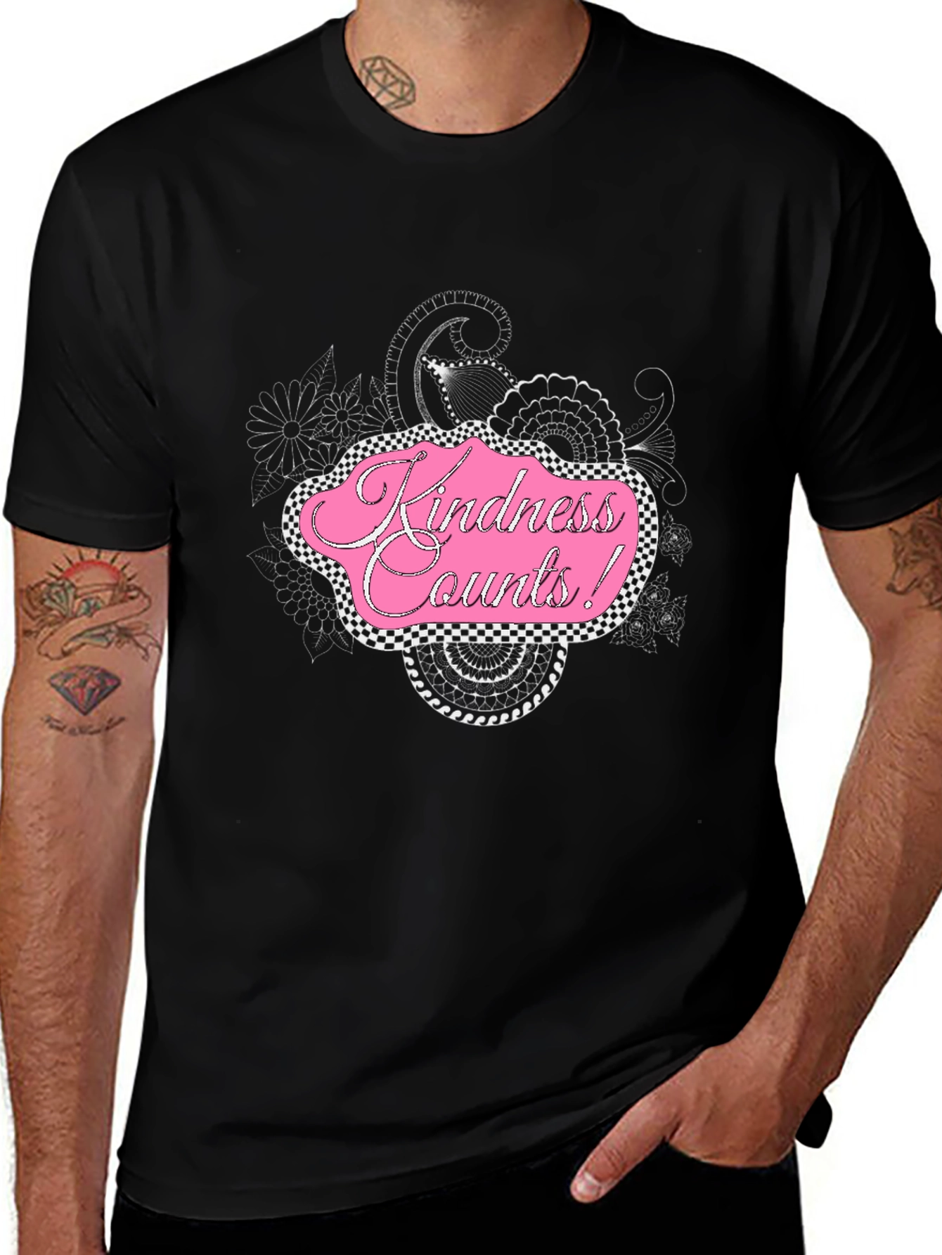 Kindness Counts Black Graphic T-Shirt
