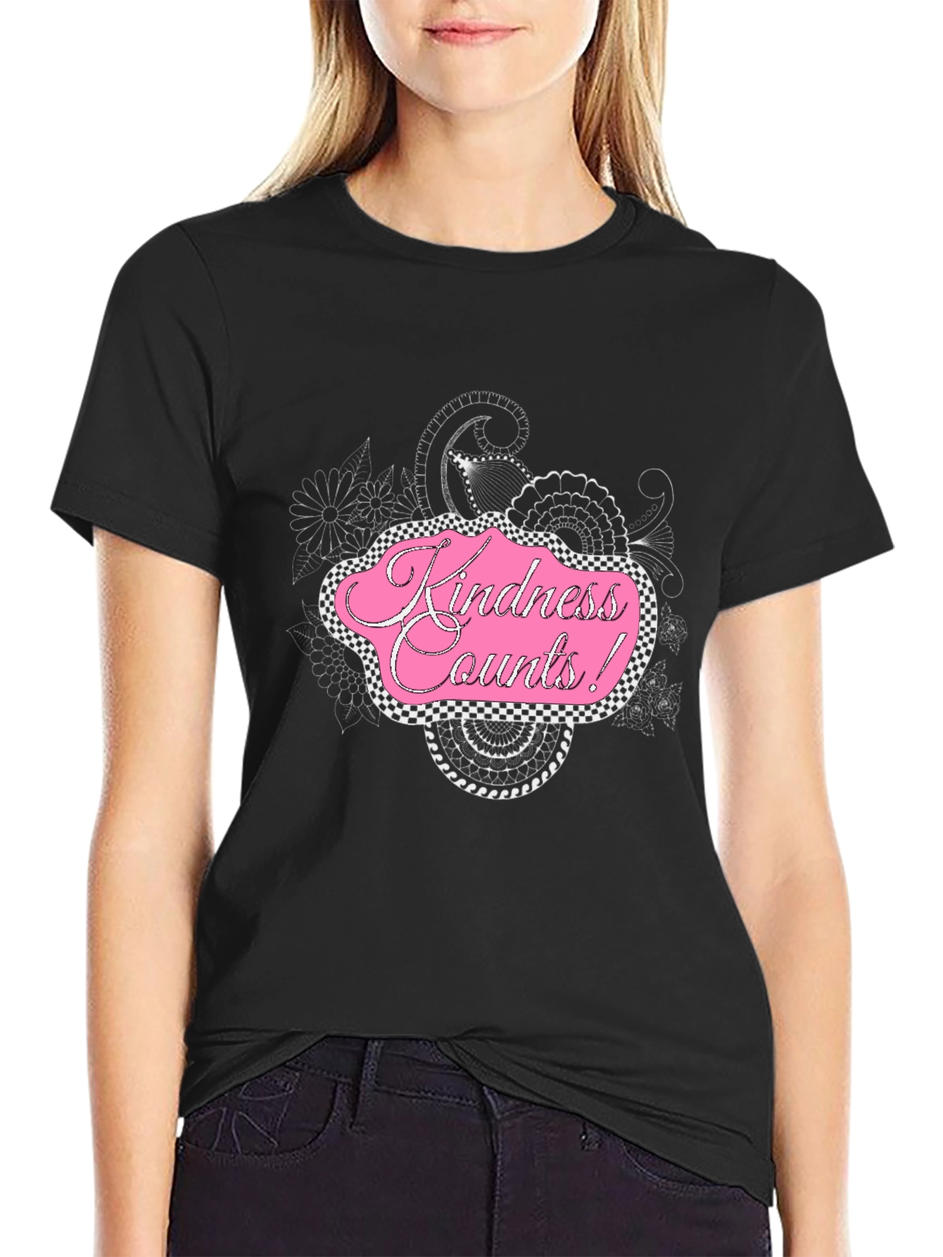 Kindness Counts Black Graphic T-Shirt