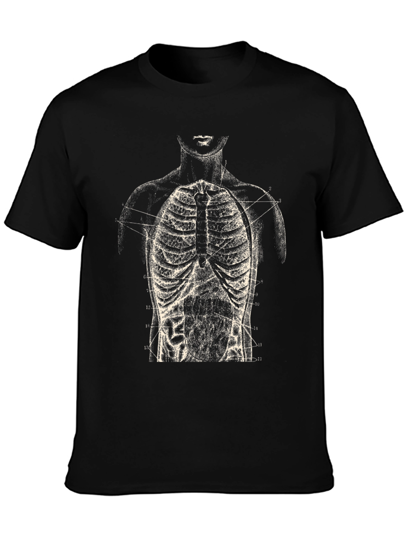 Anatomical Rib Cage Print Black T-Shirt