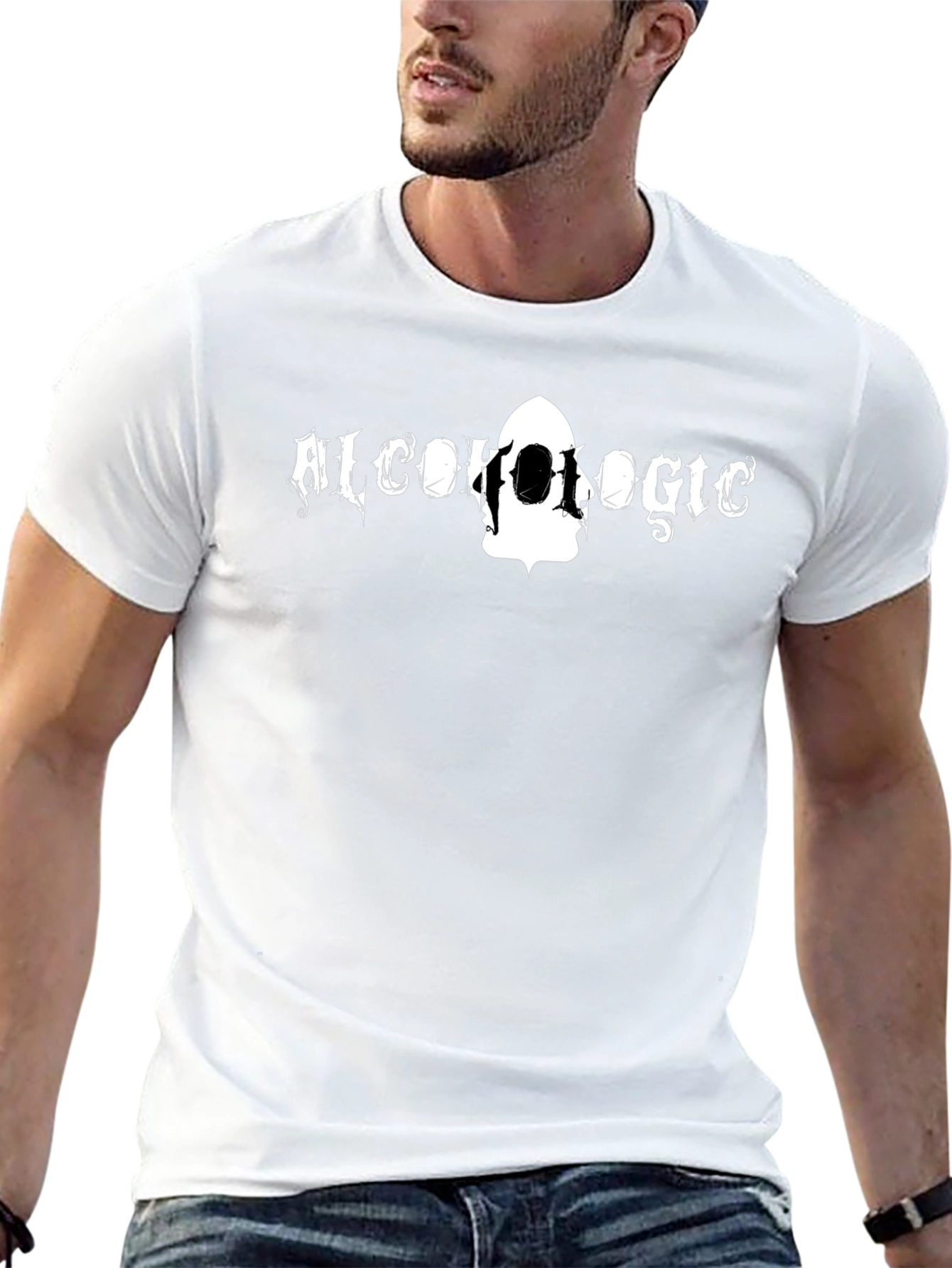 Black Alcoholic Graphic T-Shirt for Men
