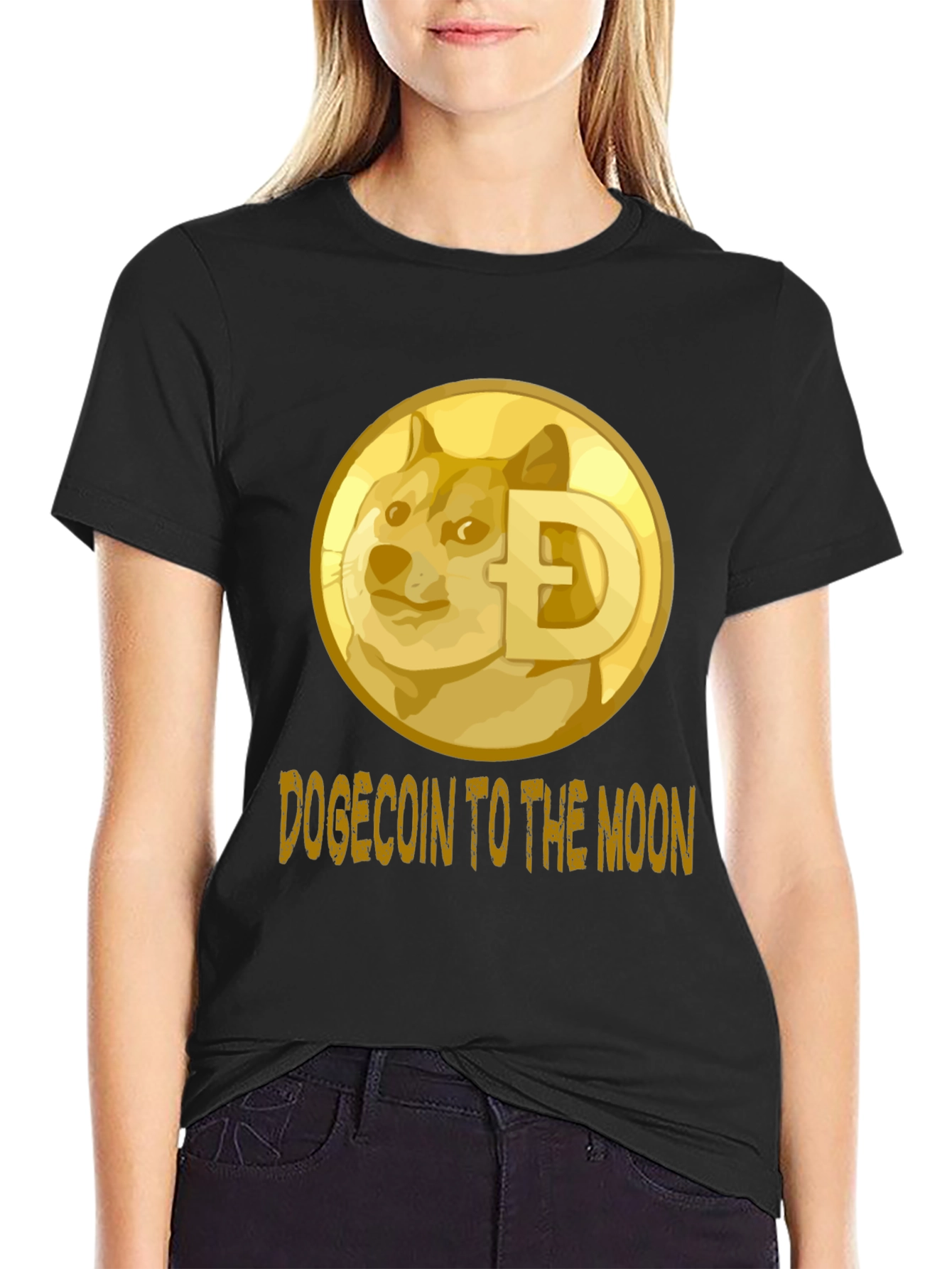 Dogecoin to the Moon Black T-Shirt