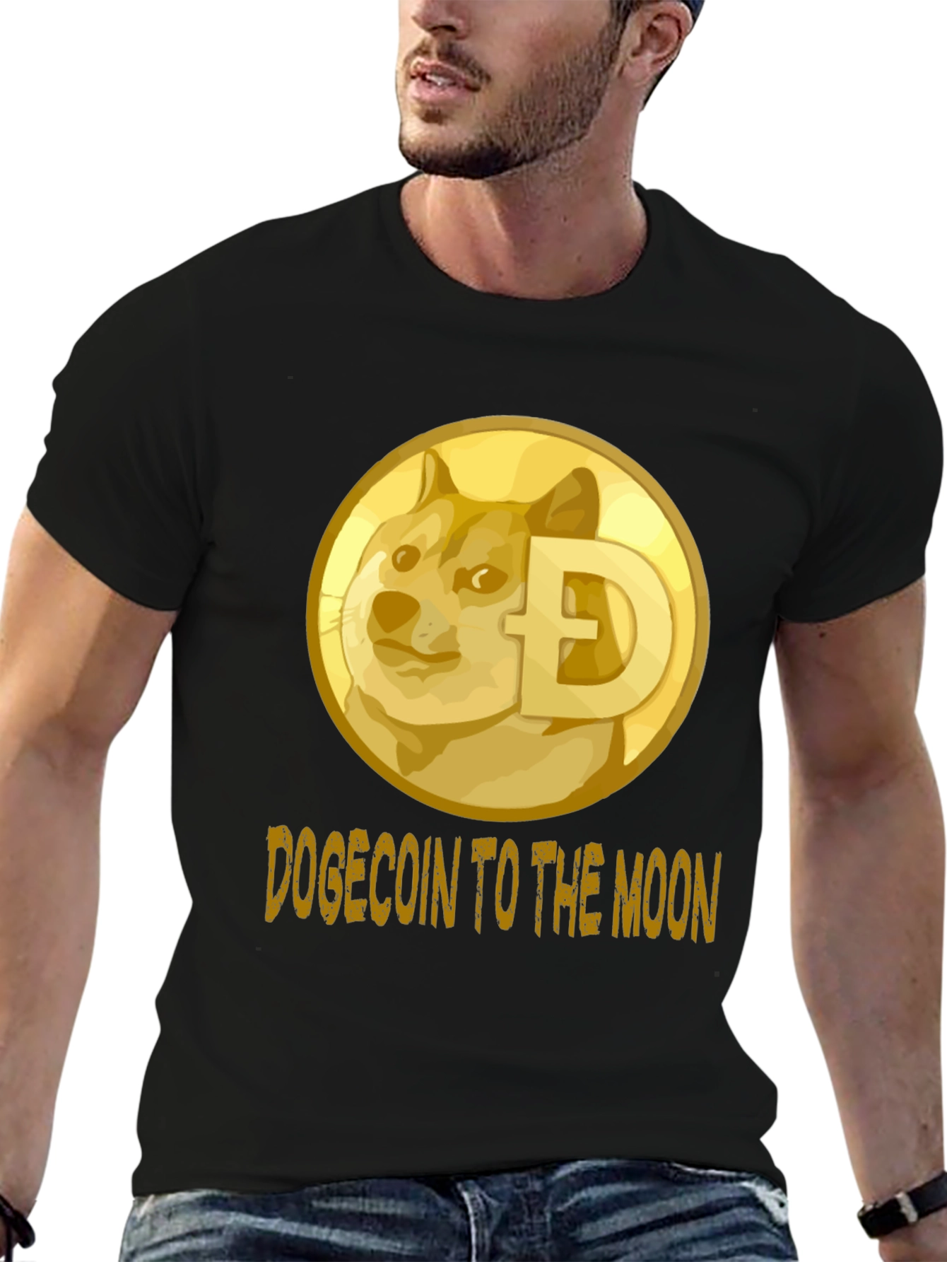 Dogecoin to the Moon Black T-Shirt