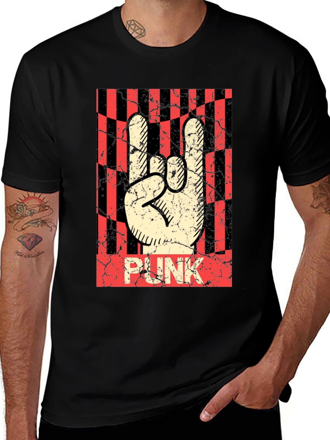 Punk Rock Hand Sign T-Shirt - Black Graphic Tee