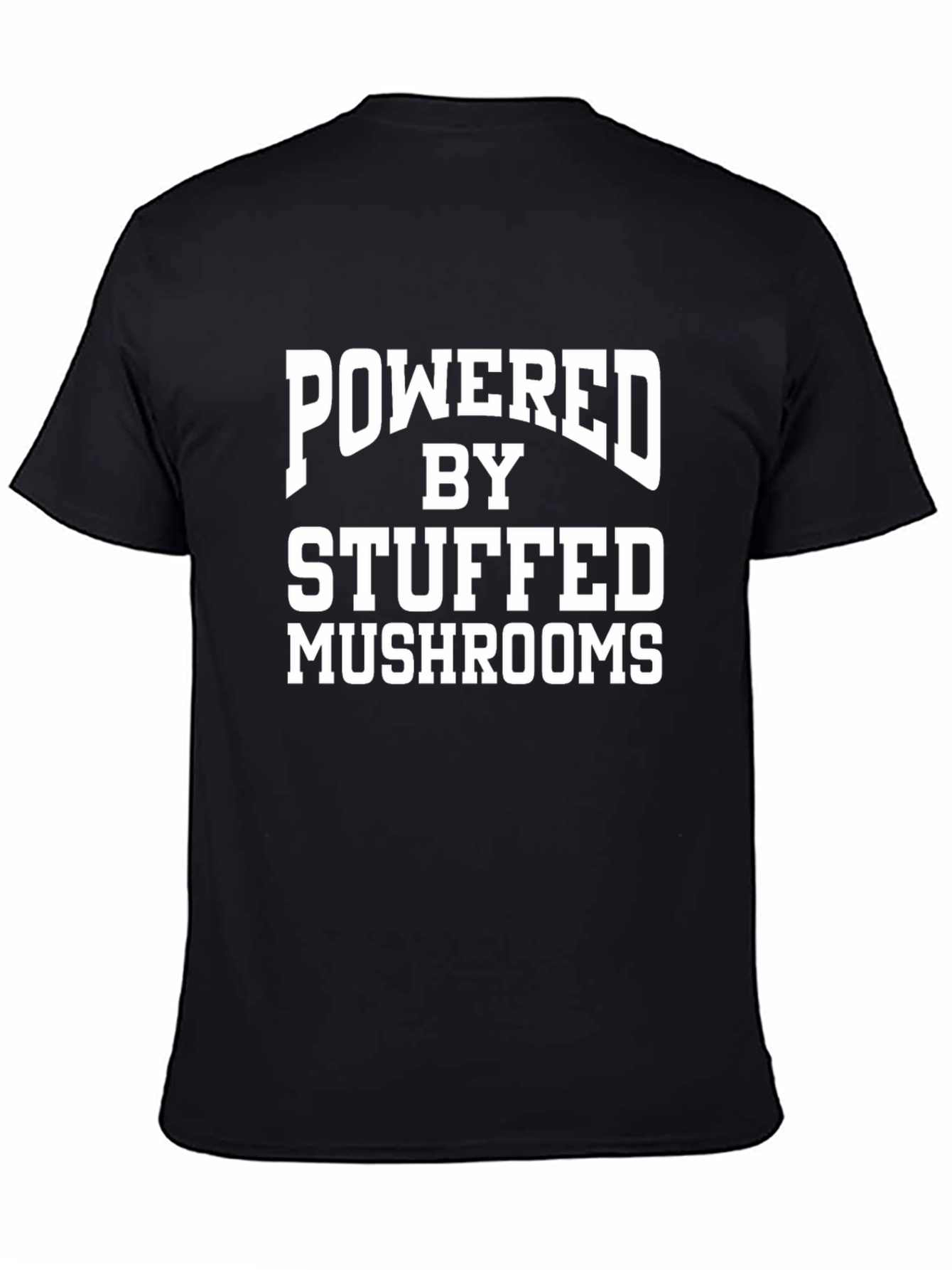 Powered By Stuffed Mushrooms Black T-Shirt