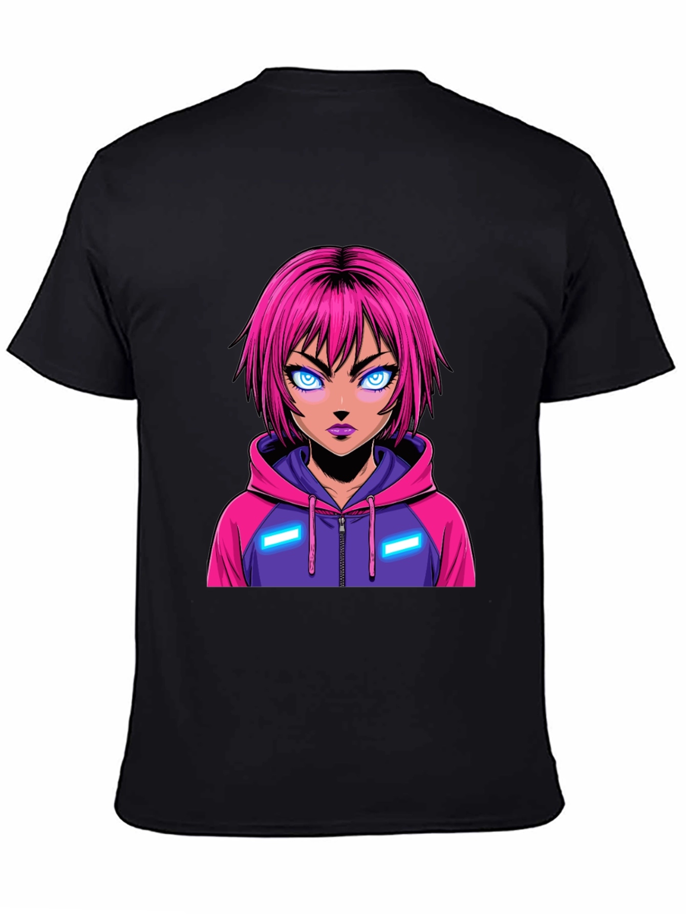 Anime Girl Graphic Tee - Pink Hair Hoodie