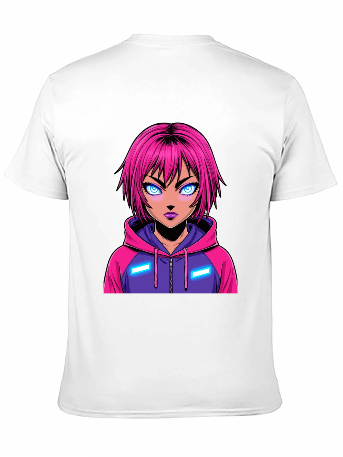 Anime Girl Graphic Tee - Pink Hair Hoodie