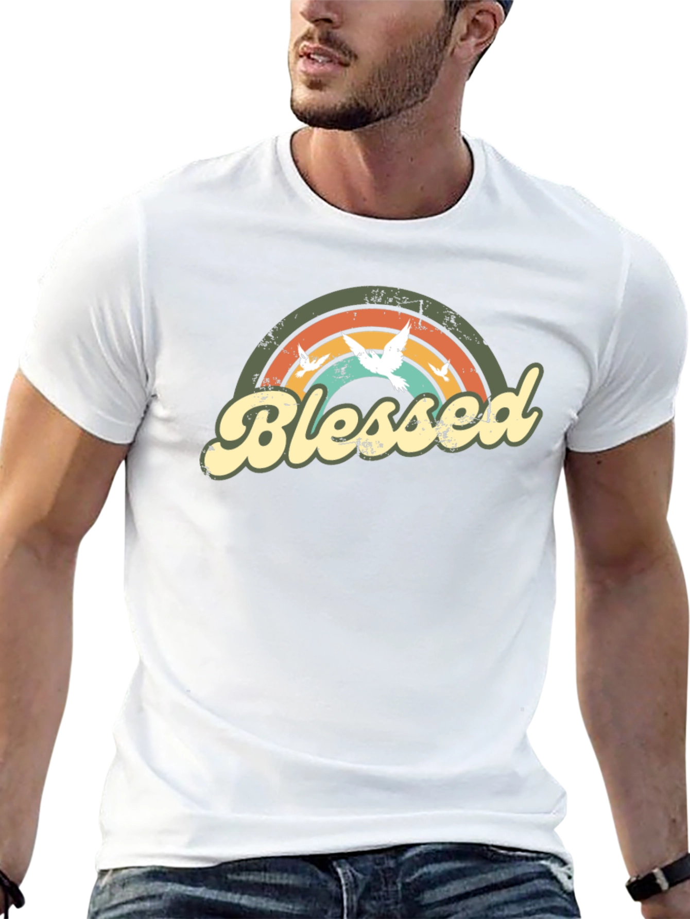 Blessed Rainbow Dove Graphic T-Shirt