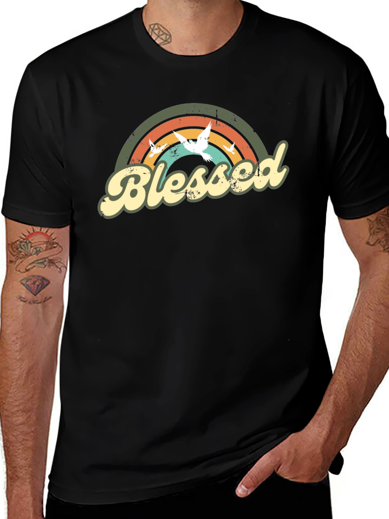 Blessed Rainbow Dove Graphic T-Shirt