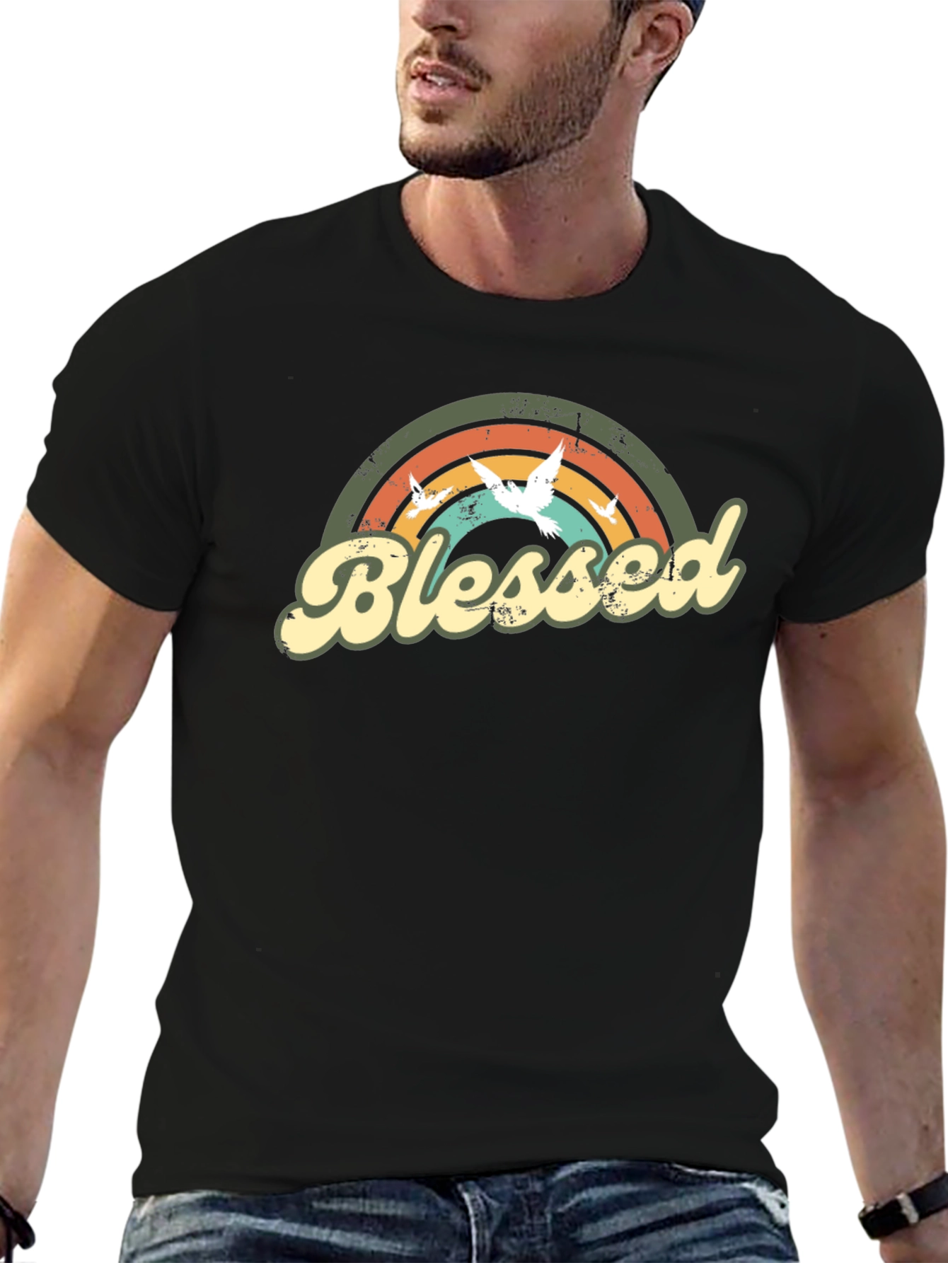 Blessed Rainbow Dove Graphic T-Shirt