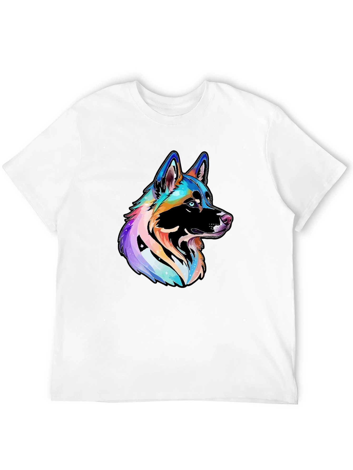 Vibrant Rainbow Dog Graphic Black T-Shirt