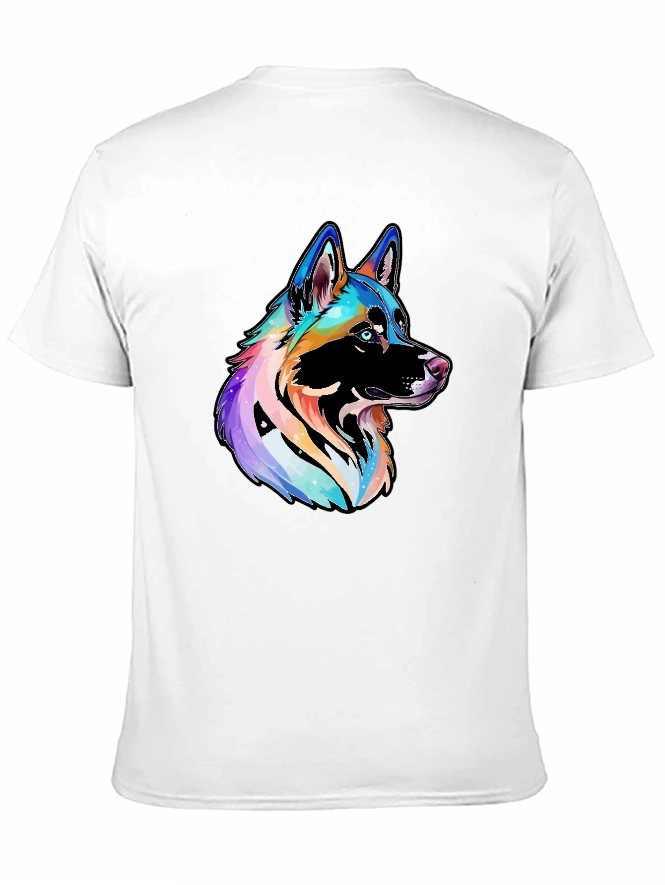 Vibrant Rainbow Dog Graphic Black T-Shirt