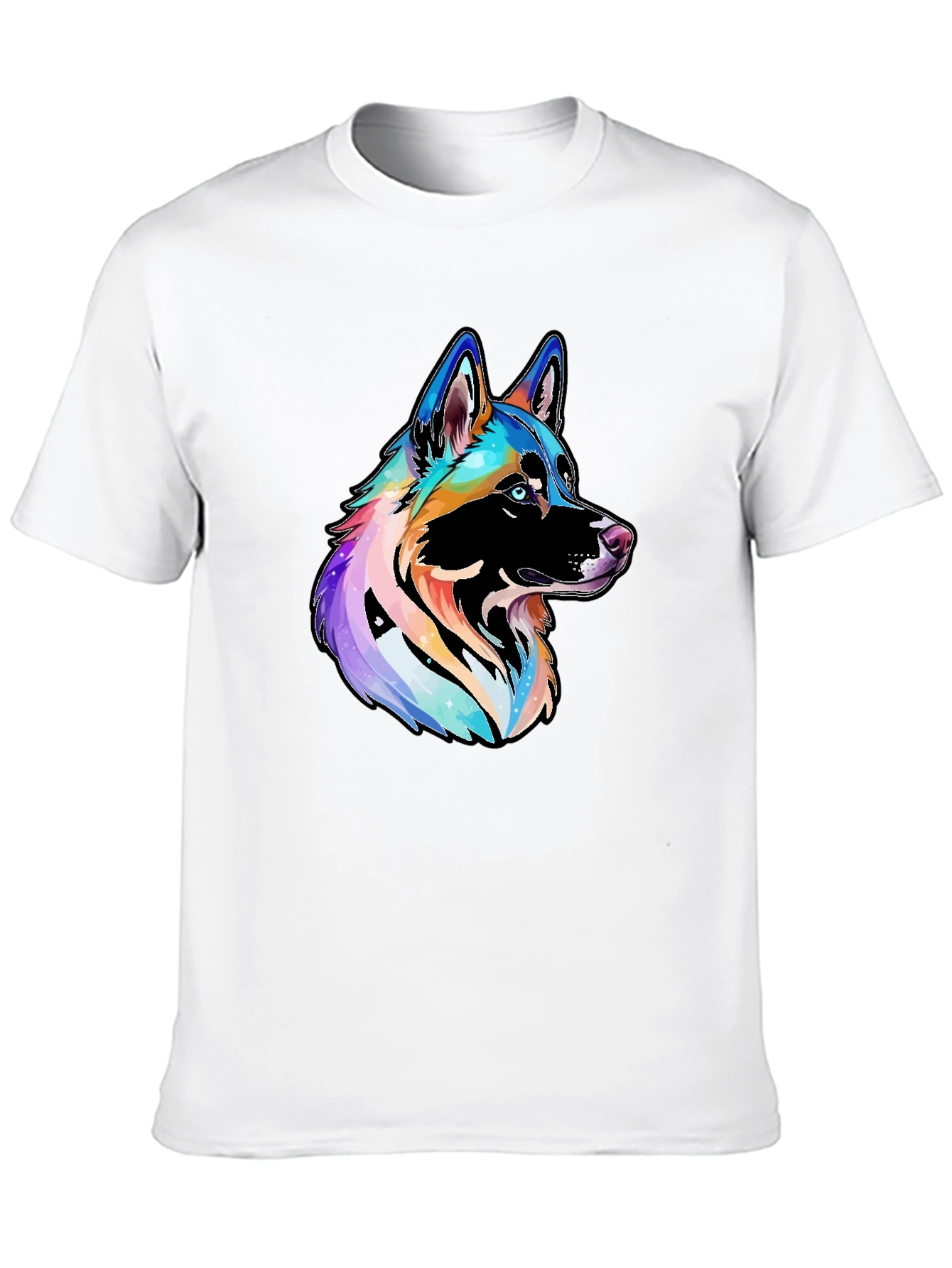 Vibrant Rainbow Dog Graphic Black T-Shirt