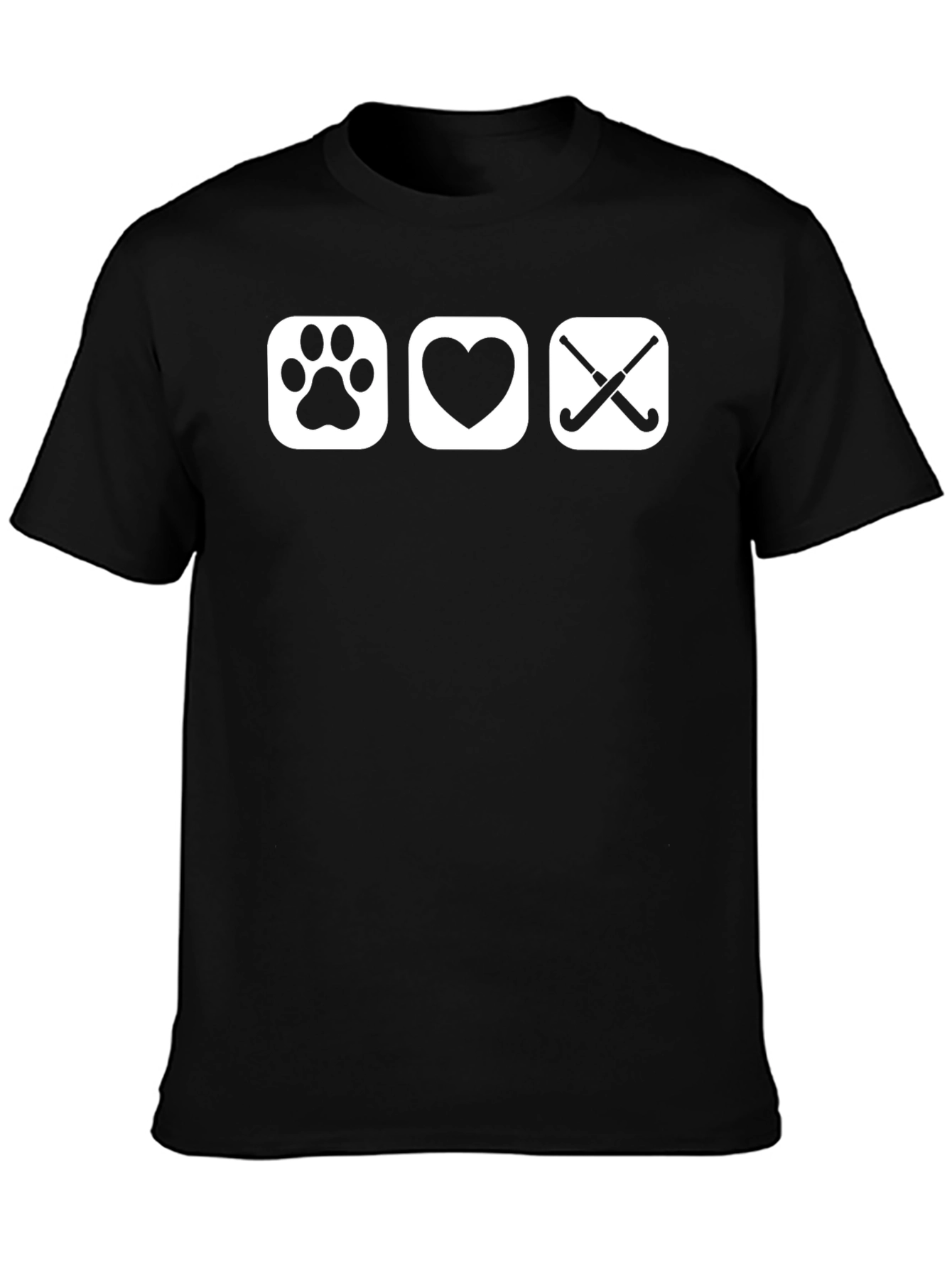 Love Pets Hockey T-Shirt Black Cotton