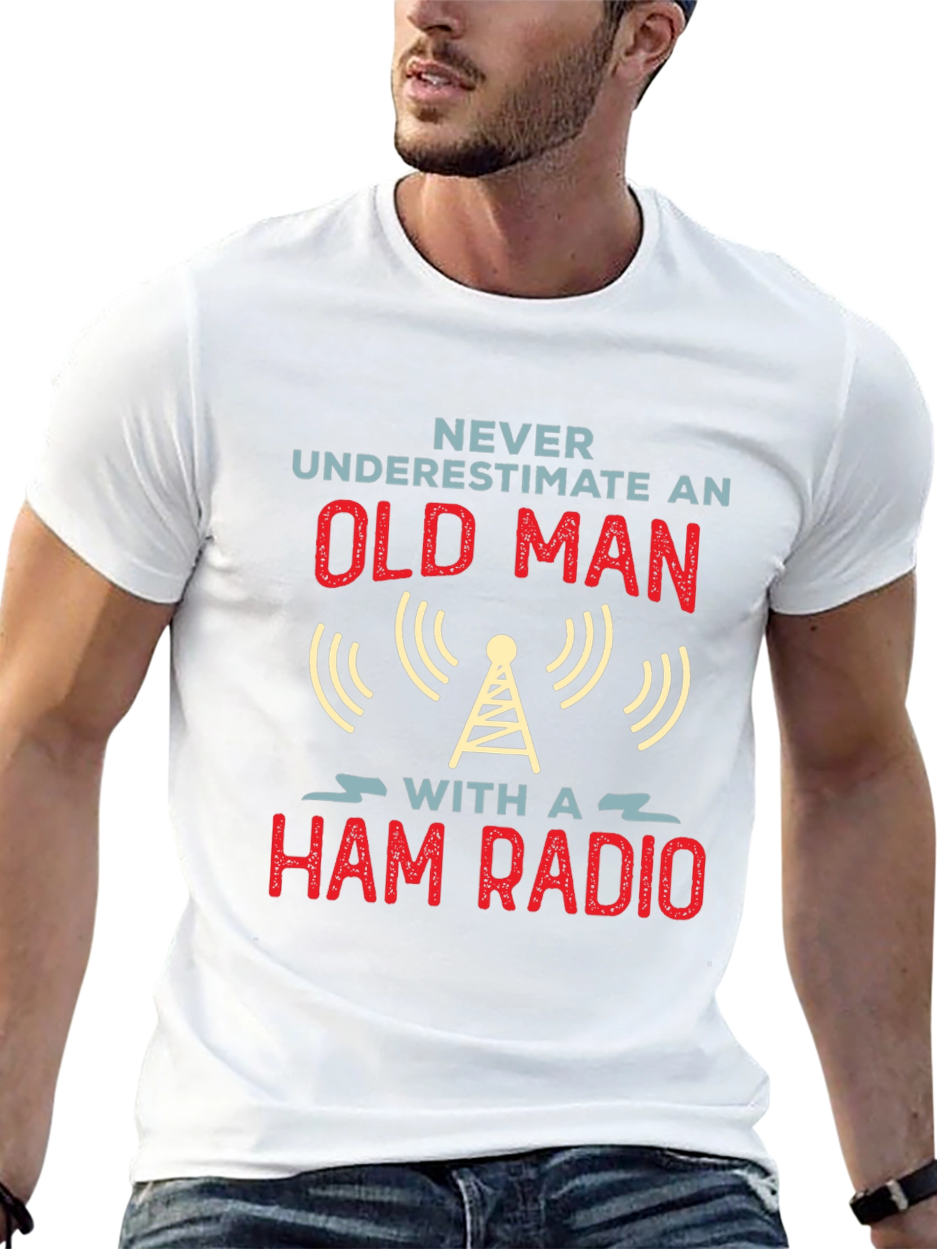 Never Underestimate an Old Man Ham Radio T-Shirt