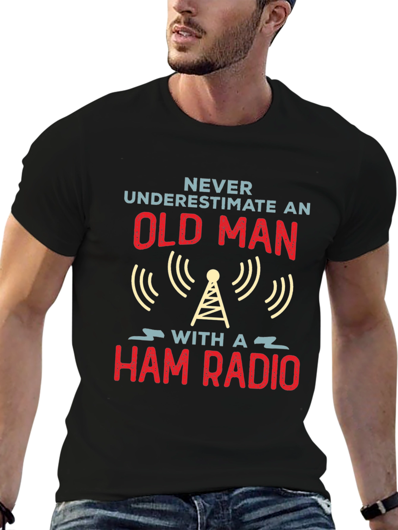 Never Underestimate an Old Man Ham Radio T-Shirt