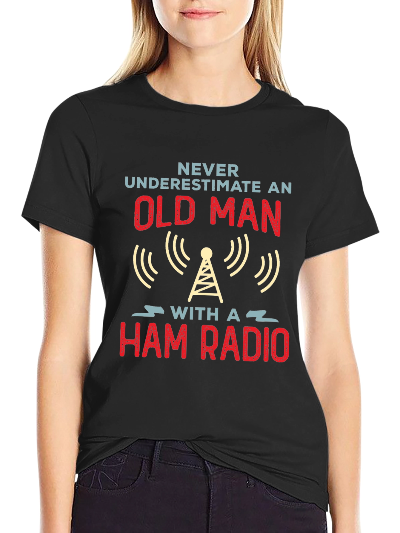 Never Underestimate an Old Man Ham Radio T-Shirt