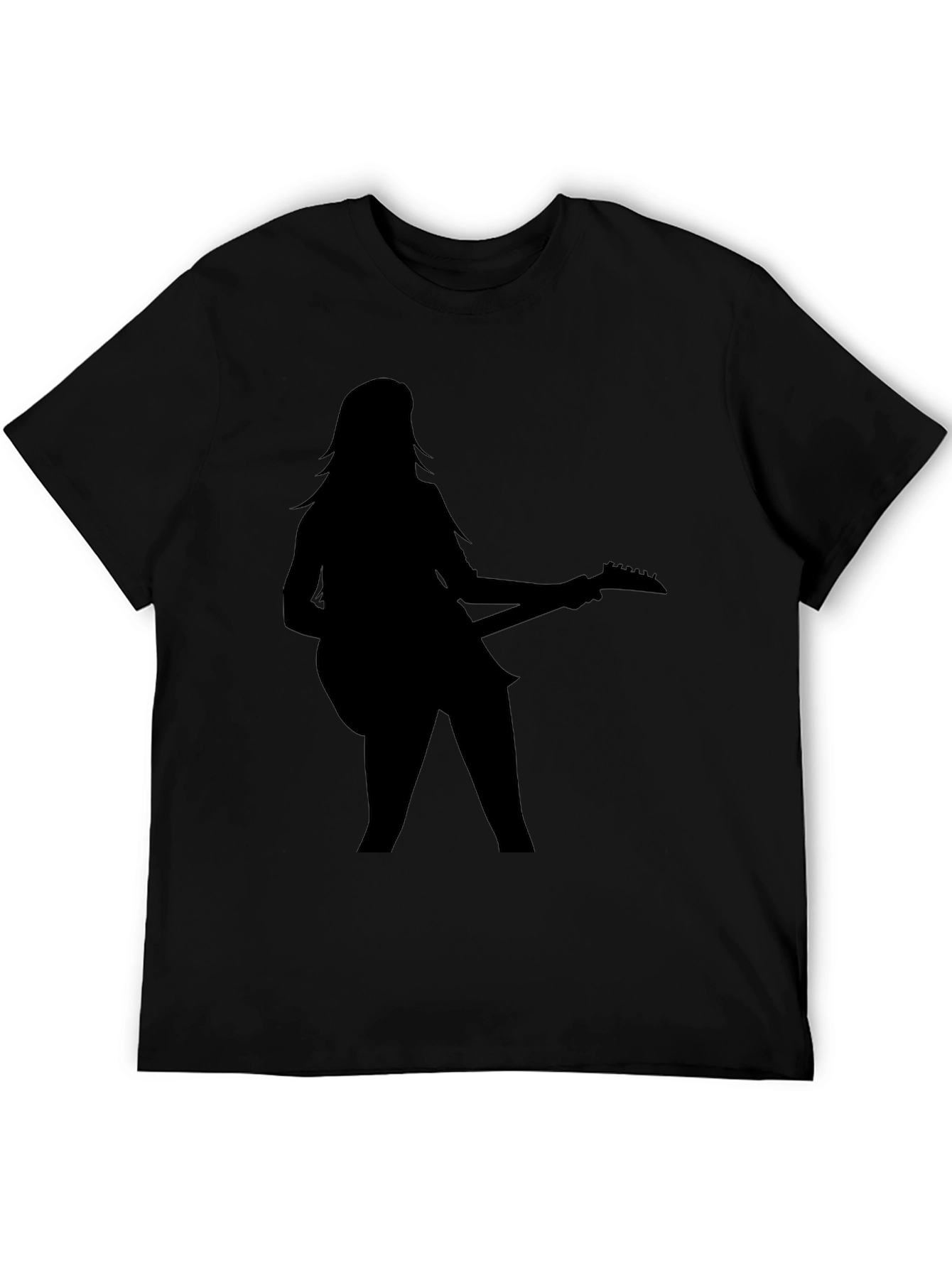 Guitar Girl Graphic Black Tee Shirt
