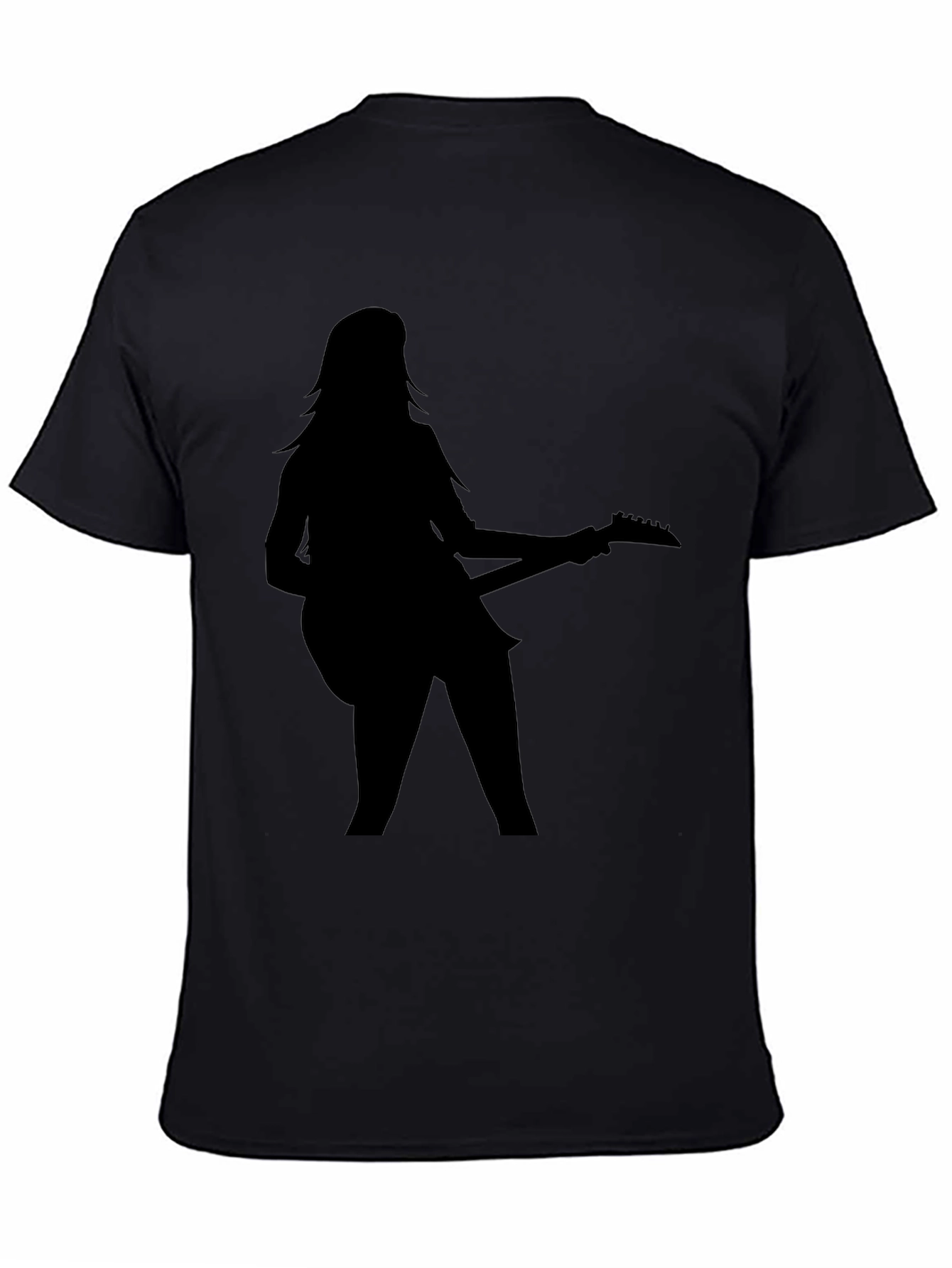 Guitar Girl Graphic Black Tee Shirt
