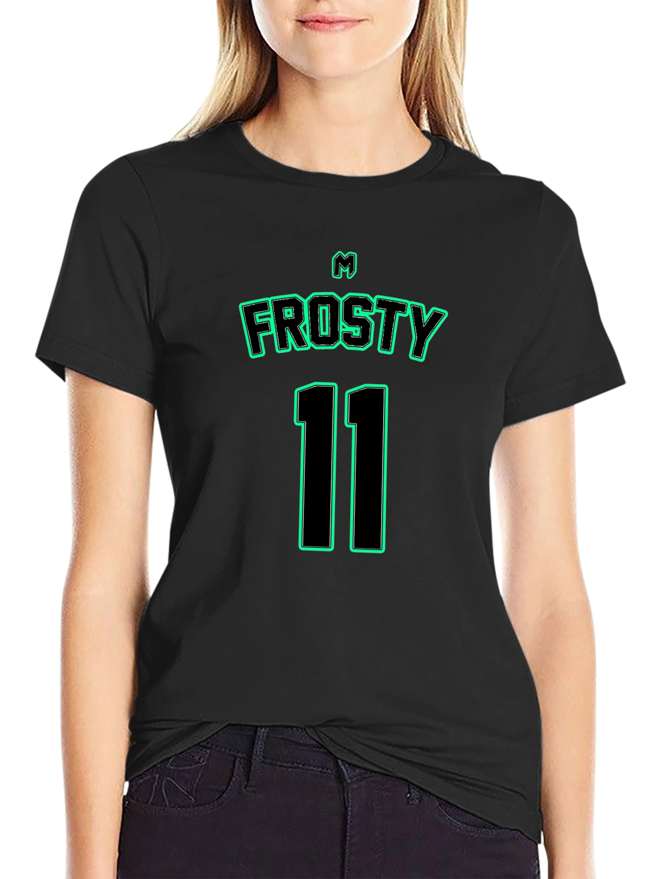 Frosty 11 T-Shirt - Black Jersey Style Tee