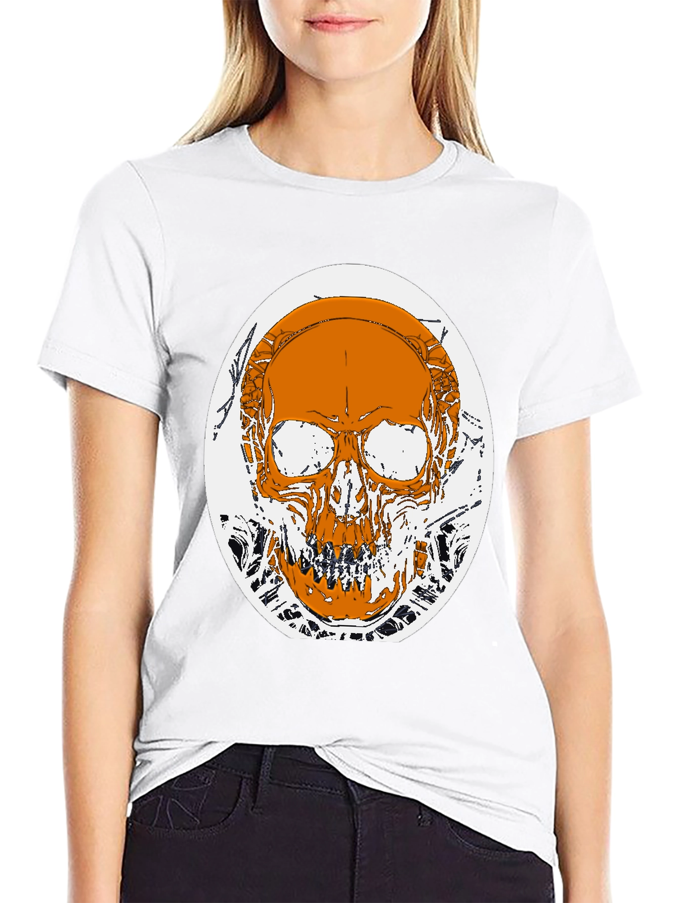Skull Graphic Print T-Shirt - Black
