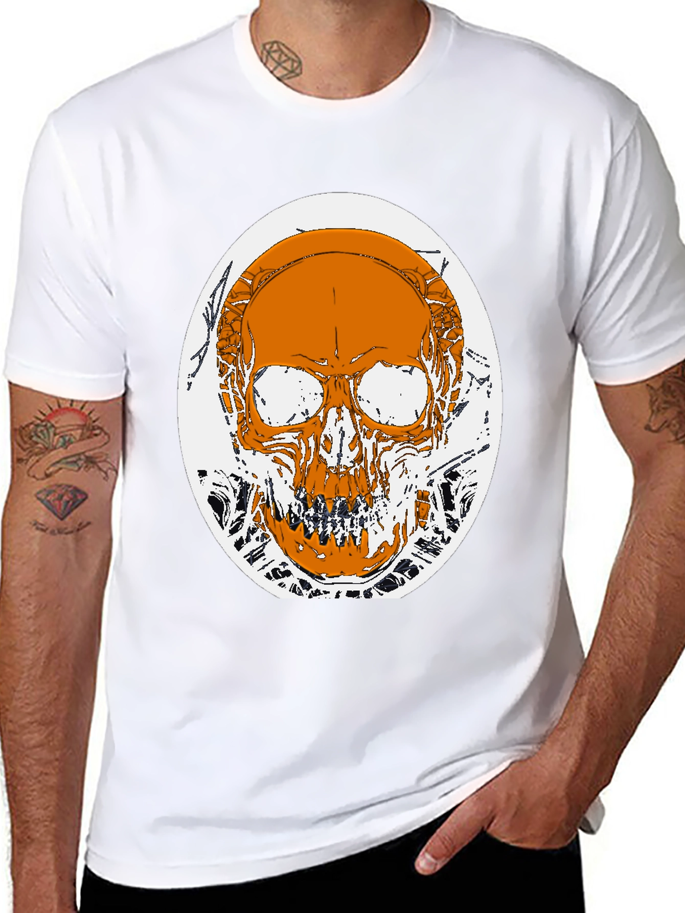 Skull Graphic Print T-Shirt - Black