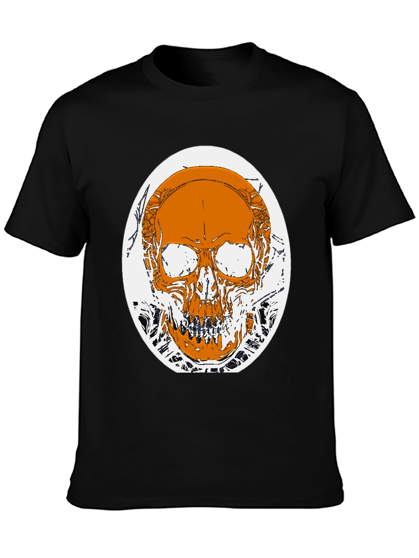 Skull Graphic Print T-Shirt - Black
