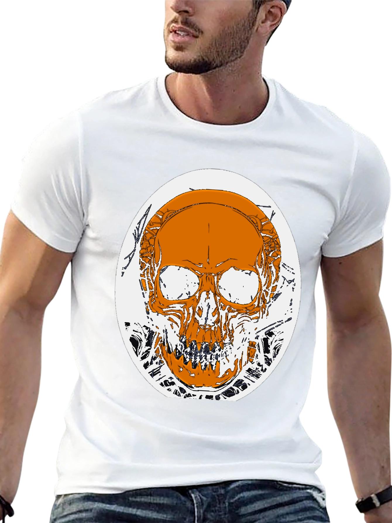 Skull Graphic Print T-Shirt - Black