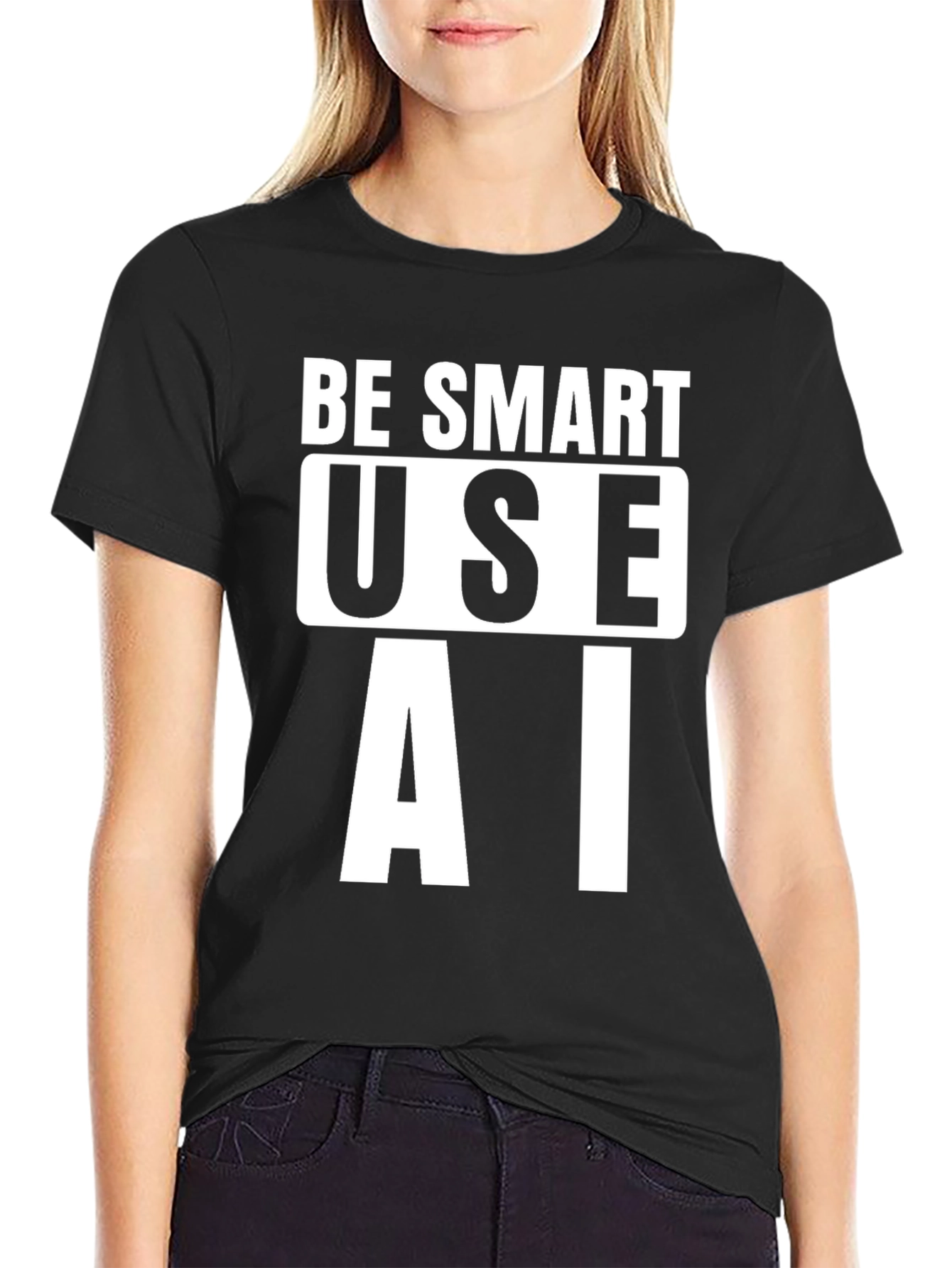 Be Smart Use AI T-Shirt - Black Cotton